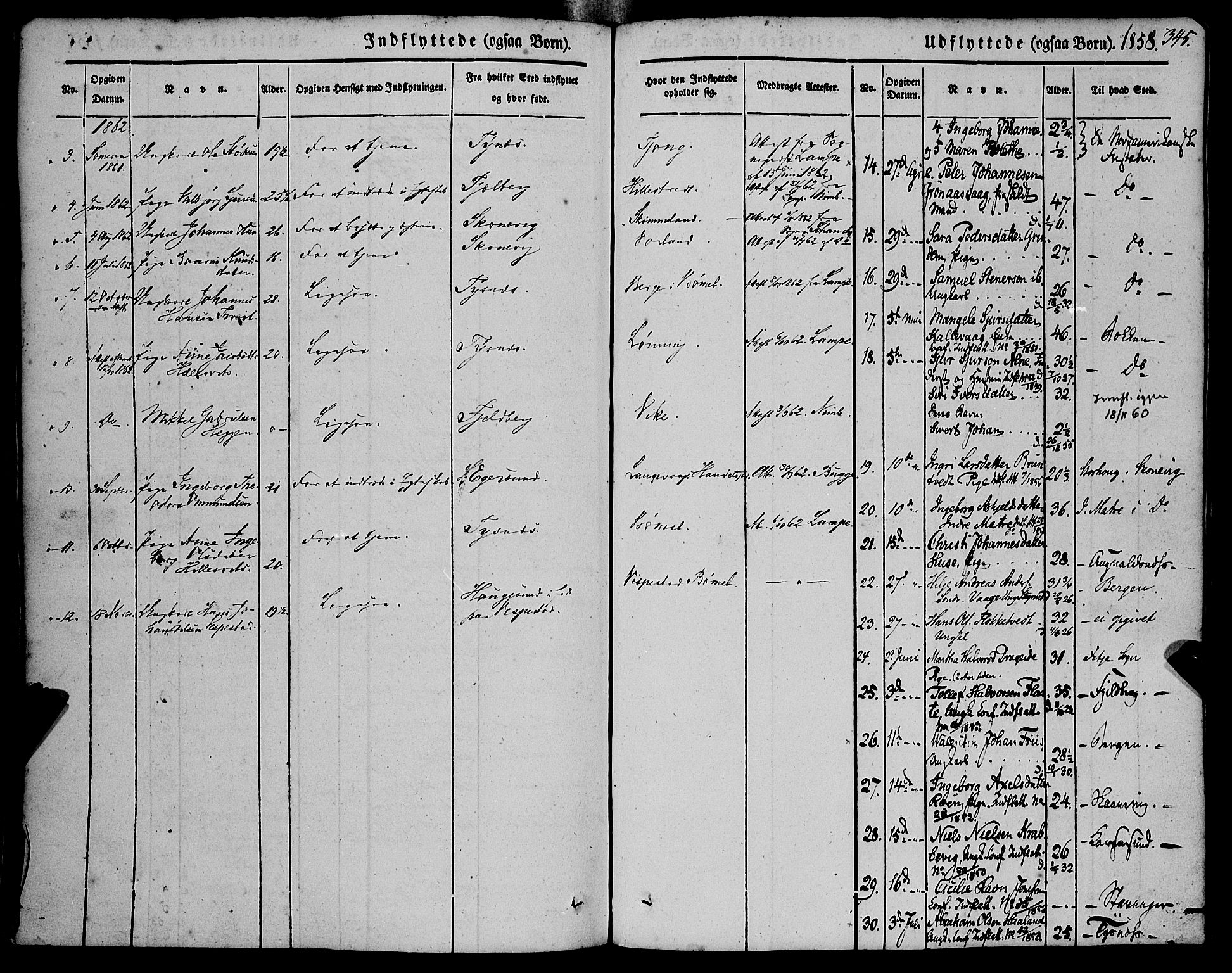 Finnås sokneprestembete, AV/SAB-A-99925/H/Ha/Haa/Haaa/L0007: Parish register (official) no. A 7, 1850-1862, p. 345