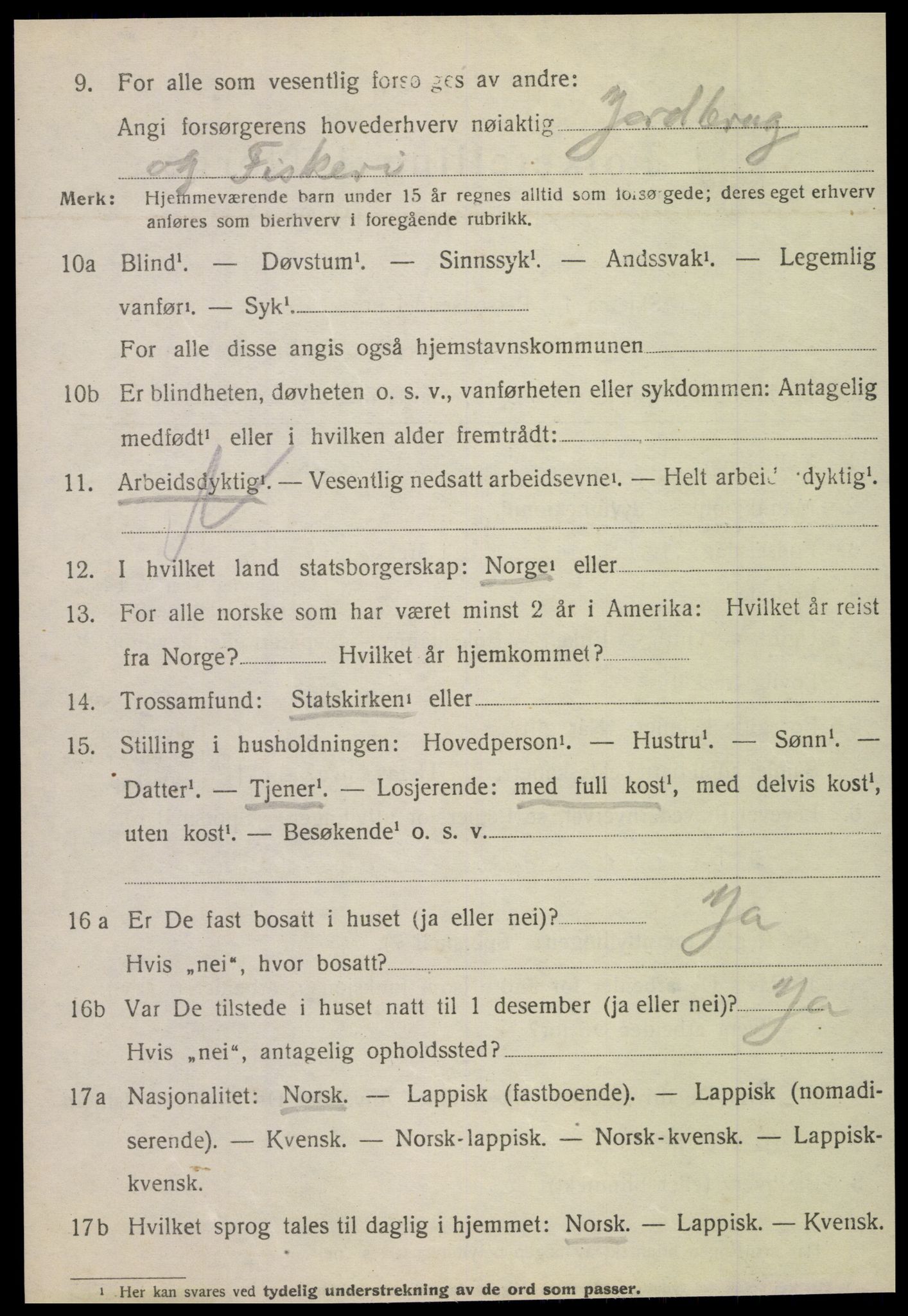 SAT, 1920 census for Tjøtta, 1920, p. 4328