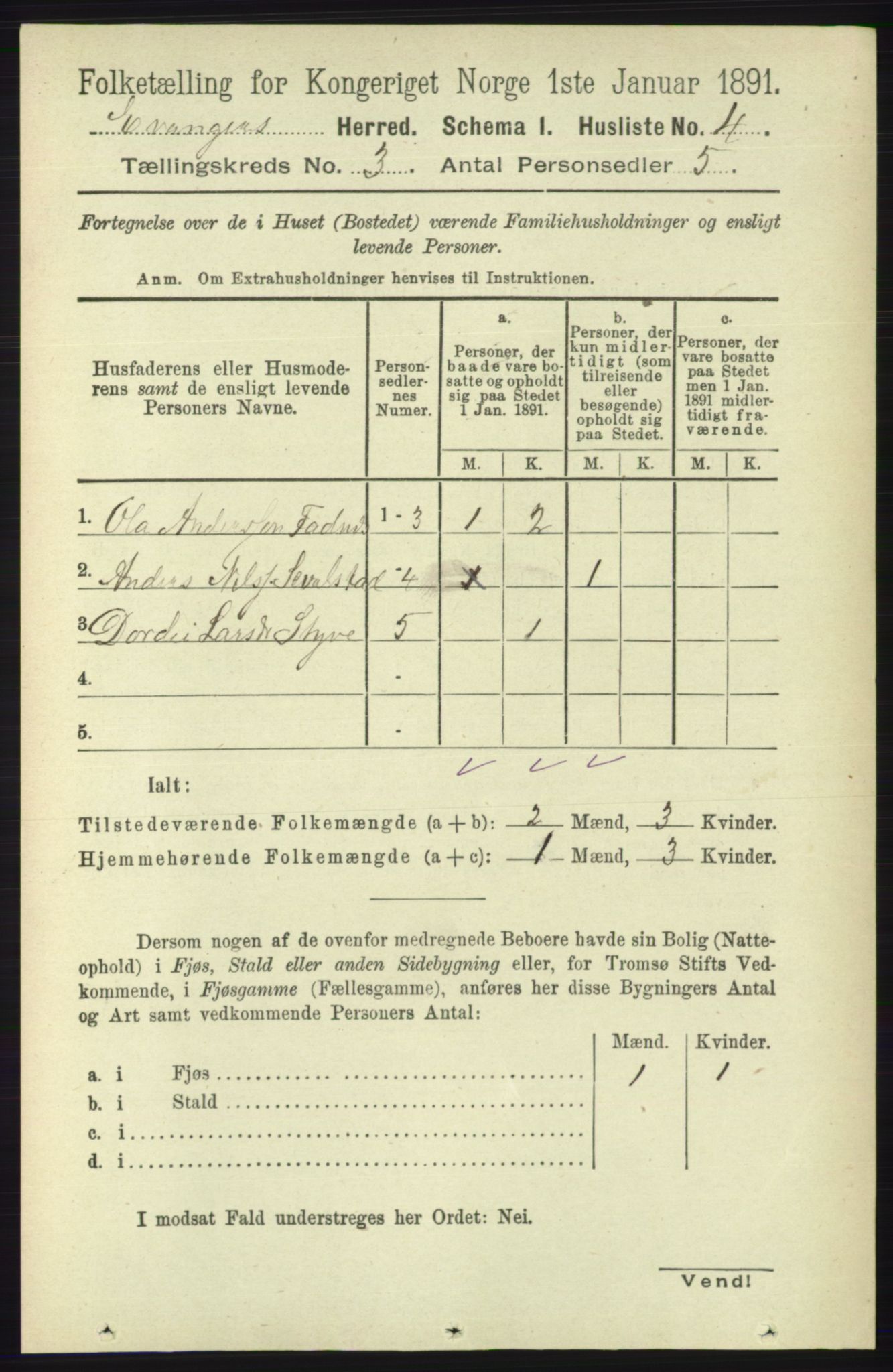 RA, 1891 census for 1237 Evanger, 1891, p. 812