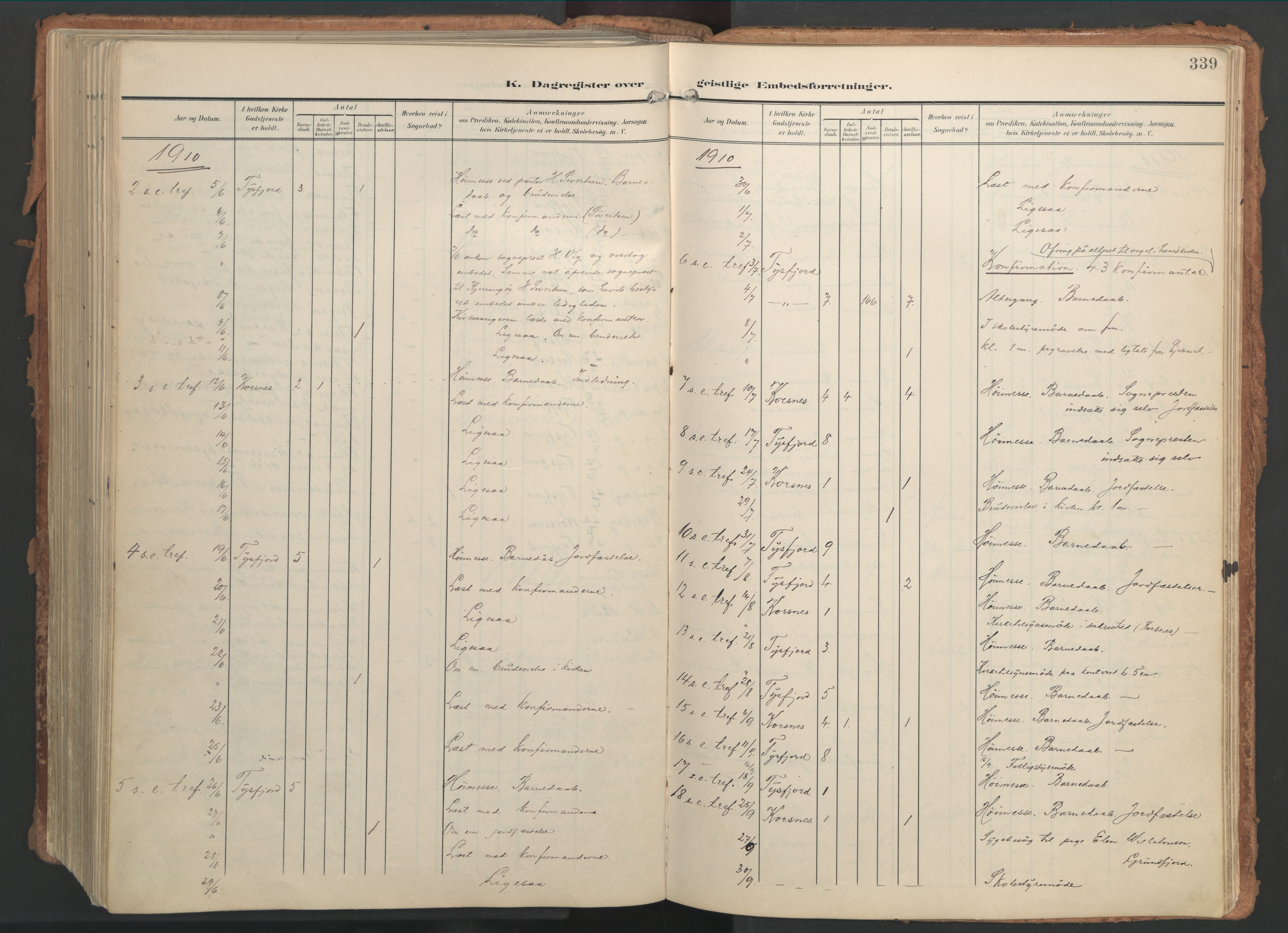 Ministerialprotokoller, klokkerbøker og fødselsregistre - Nordland, AV/SAT-A-1459/861/L0871: Parish register (official) no. 861A06, 1903-1916, p. 339