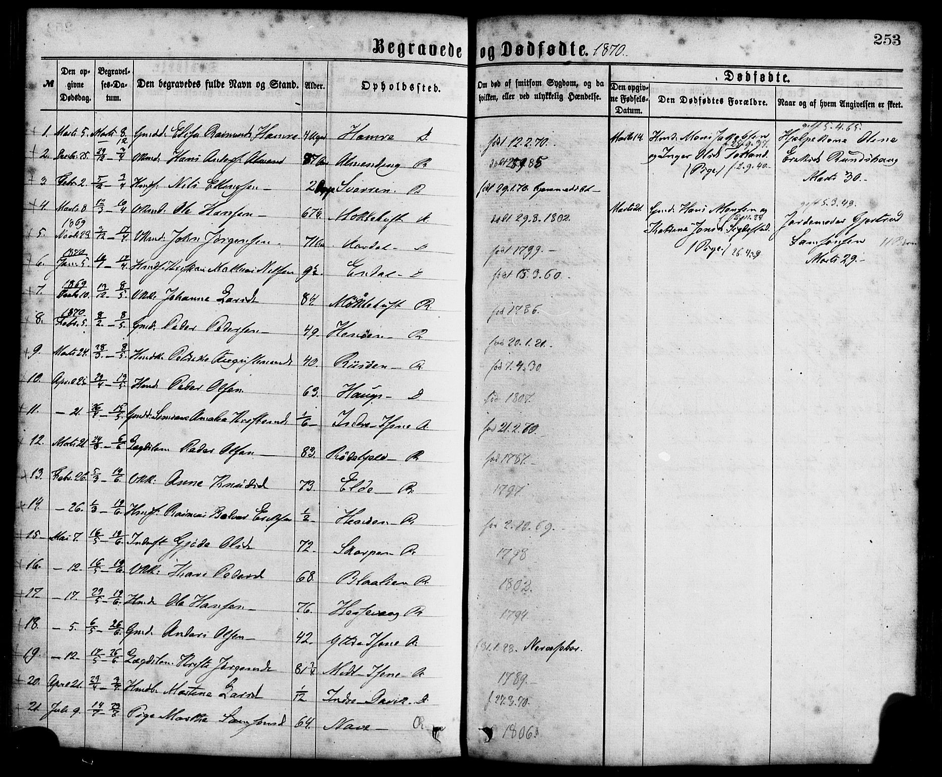 Davik sokneprestembete, AV/SAB-A-79701/H/Haa/Haaa/L0006: Parish register (official) no. A 6, 1867-1881, p. 253