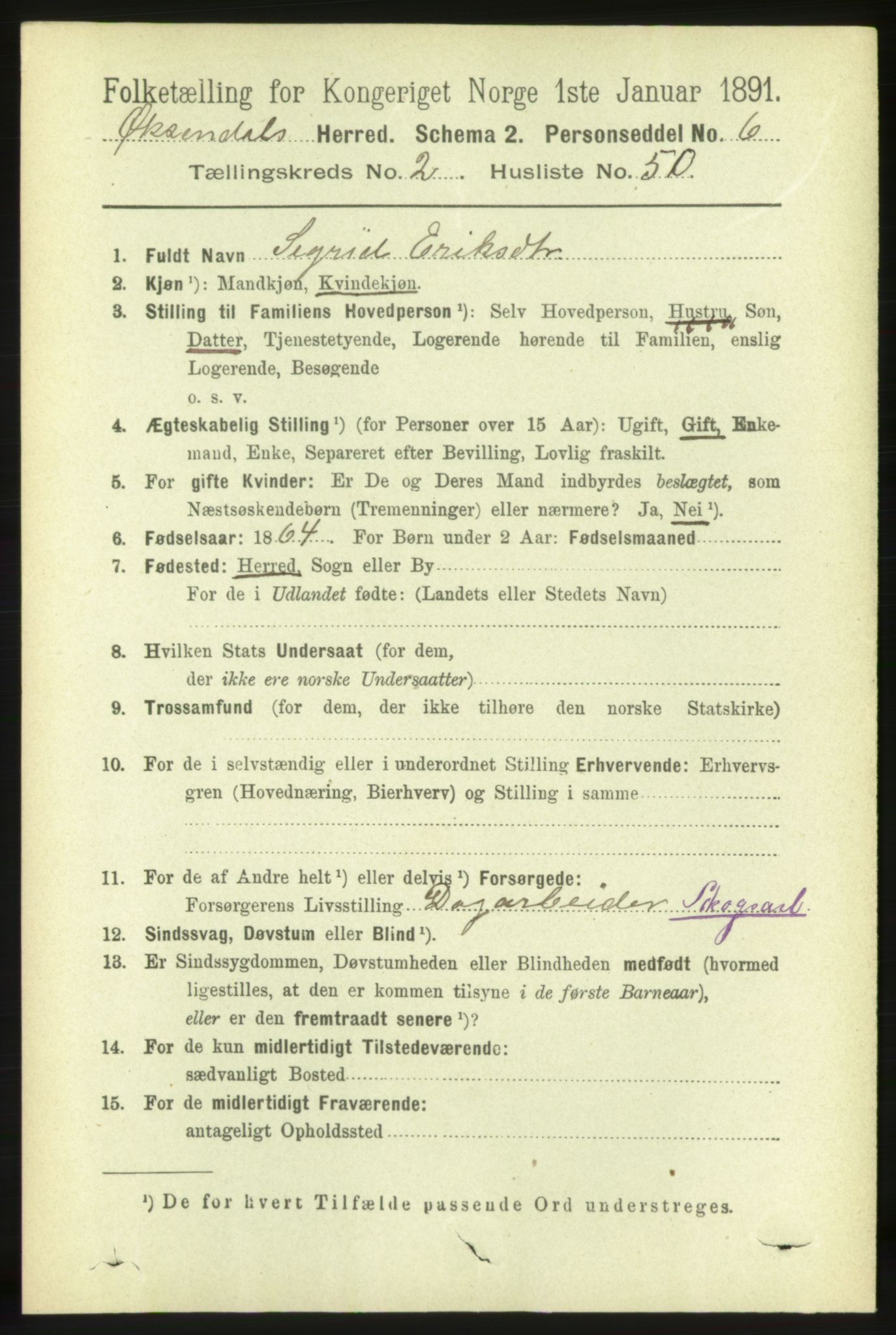 RA, 1891 census for 1561 Øksendal, 1891, p. 560