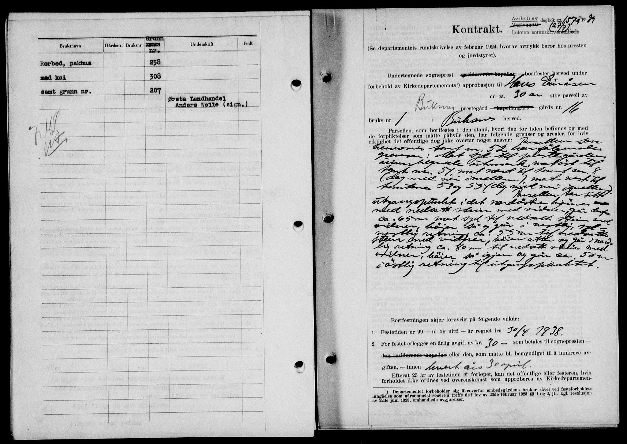Lofoten sorenskriveri, SAT/A-0017/1/2/2C/L0006a: Mortgage book no. 6a, 1939-1939, Diary no: : 1579/1939