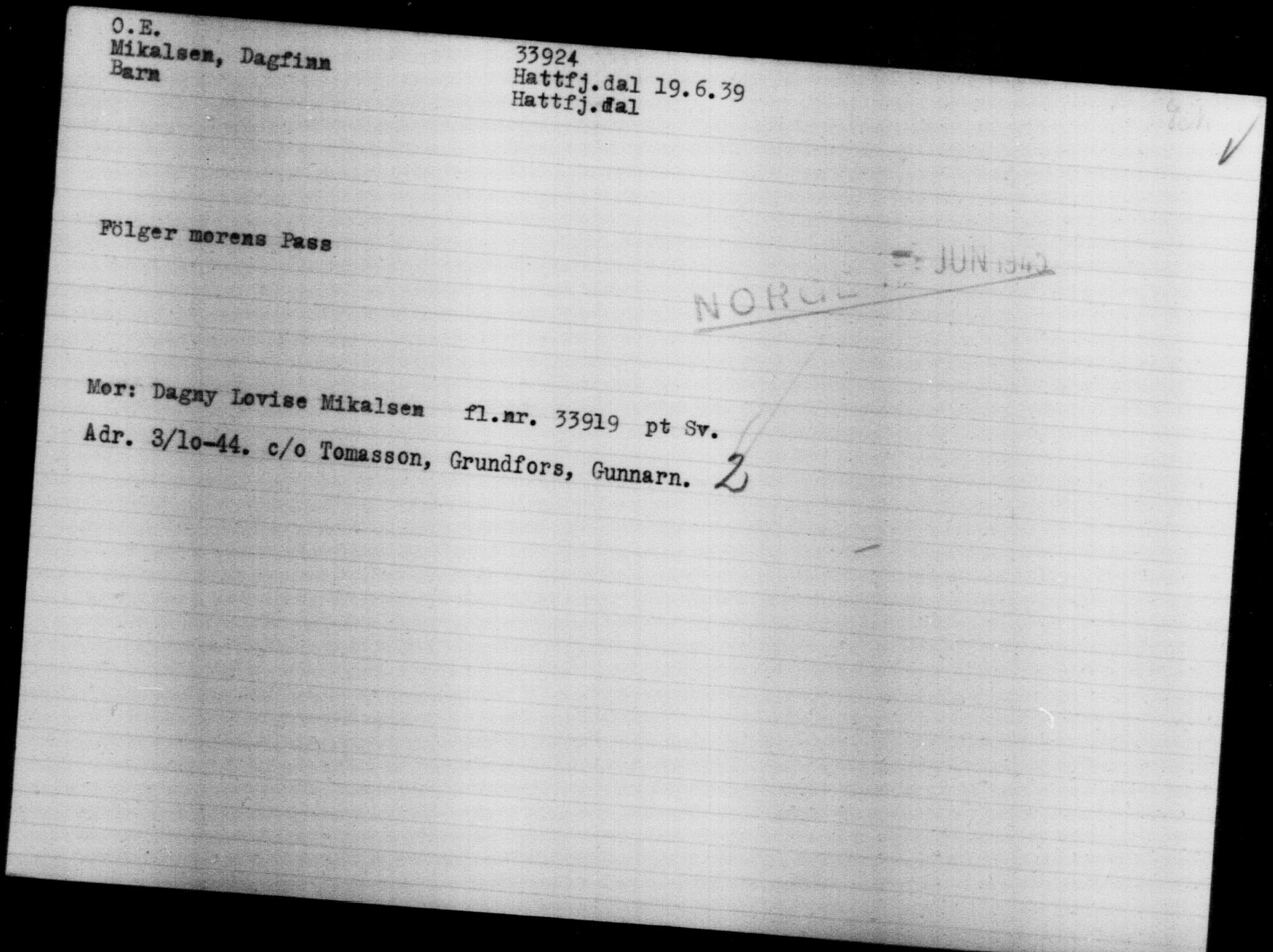 Utenriksstasjonene, Legasjonen i Stockholm, Flyktningkontoret, AV/RA-S-6753/V/Va/L0013: Kjesäterkartoteket, flyktninger med registreringsnr. 31500-34731, 1940-1945, p. 2559