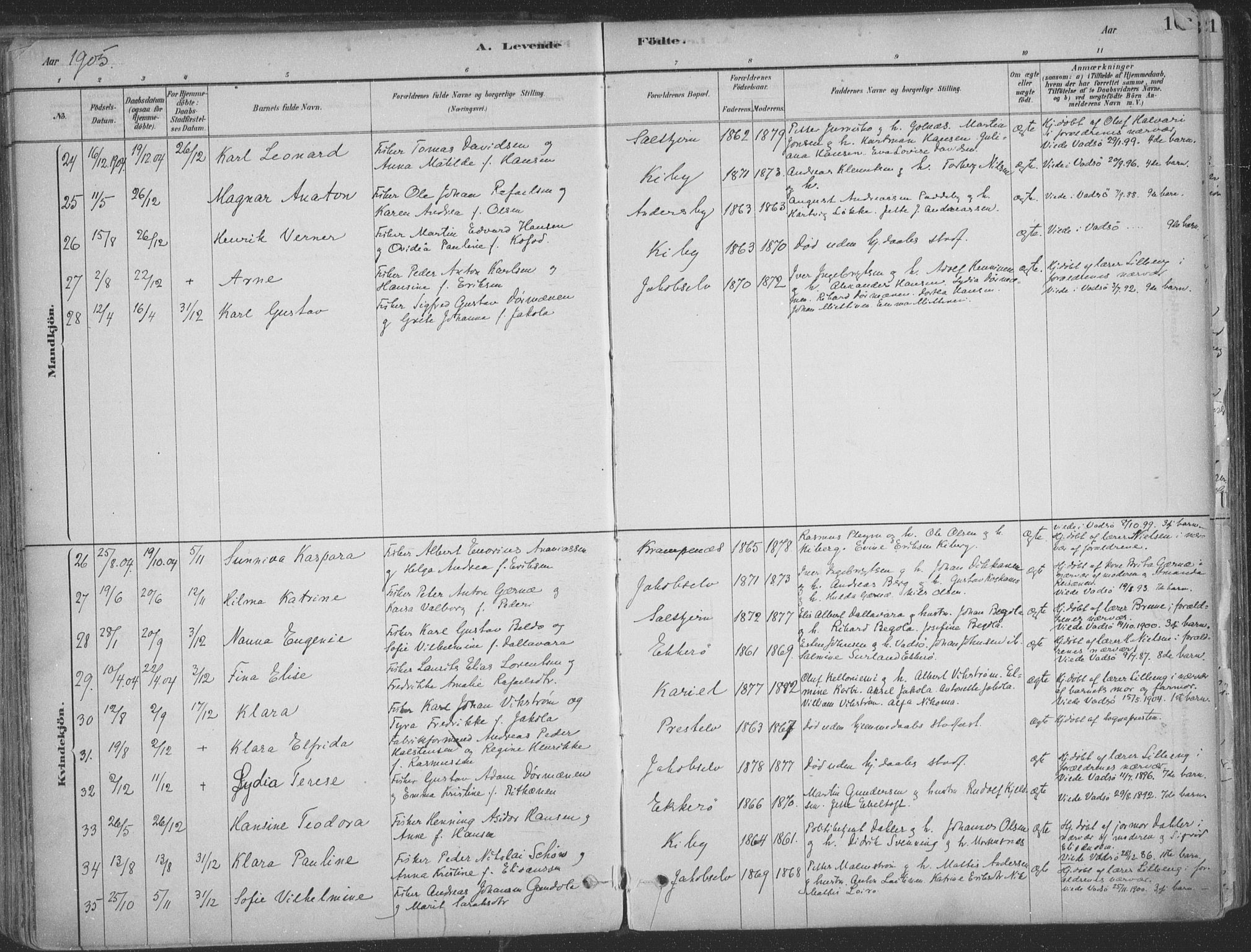 Vadsø sokneprestkontor, SATØ/S-1325/H/Ha/L0009kirke: Parish register (official) no. 9, 1881-1917, p. 105