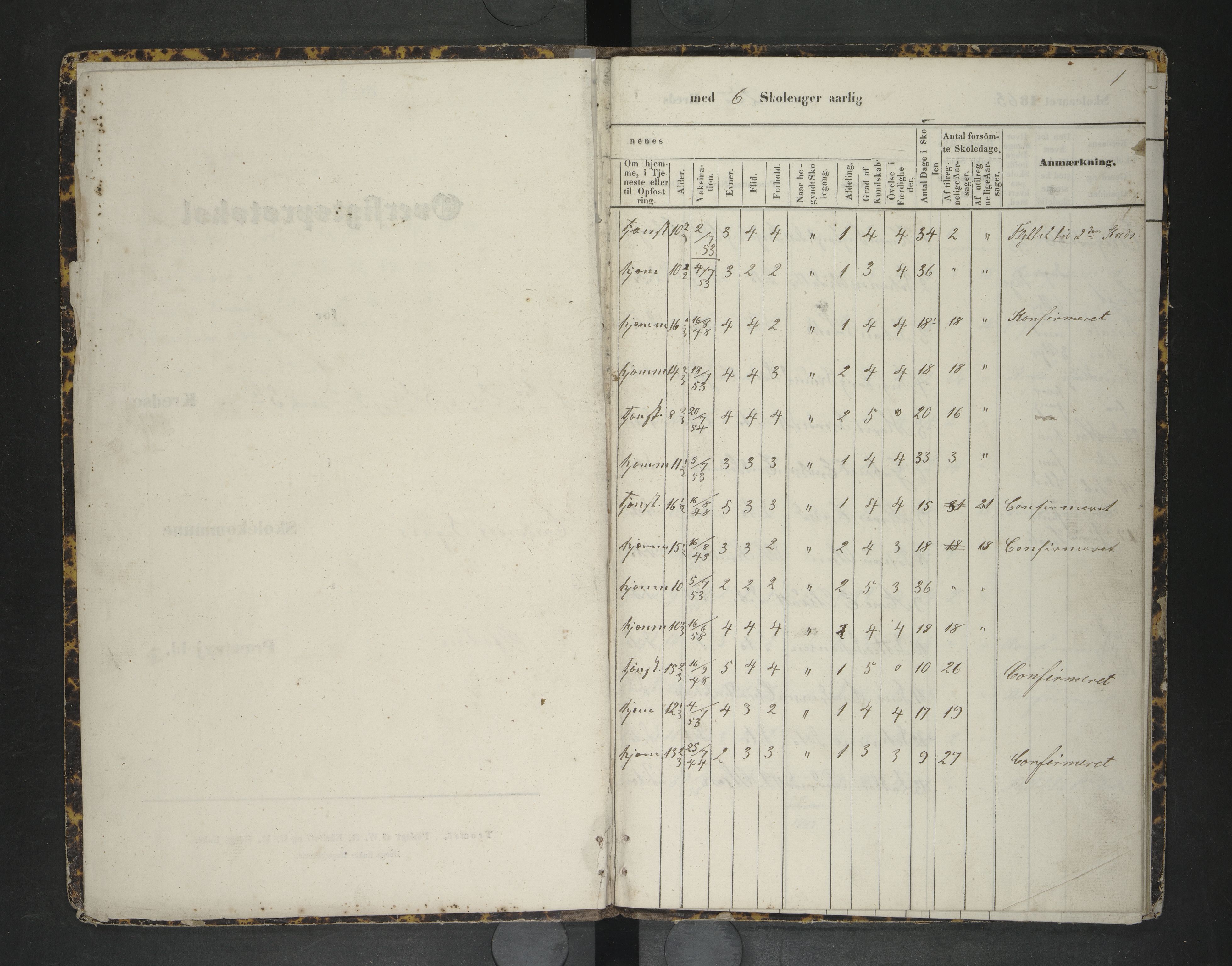 Ankenes kommune.Ymse skolekretser, AIN/K-18550.510.01/F/Fc/L0002: Oversiktsprotokoll:Elvegård/Lengenes/Løkvik/Stiberg/Skjomenbottn/Vidrek, 1863-1867