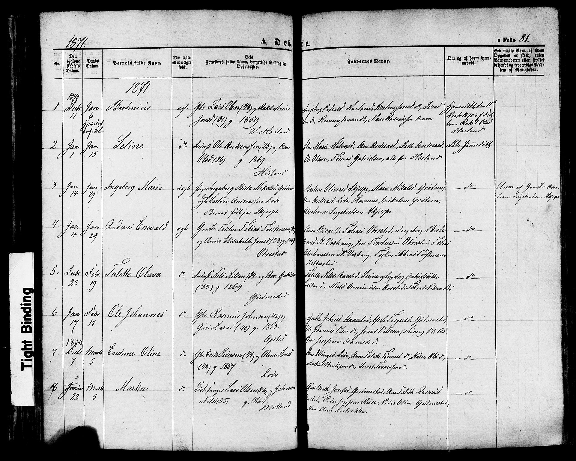 Hå sokneprestkontor, AV/SAST-A-101801/001/30BA/L0008: Parish register (official) no. A 7, 1853-1878, p. 81