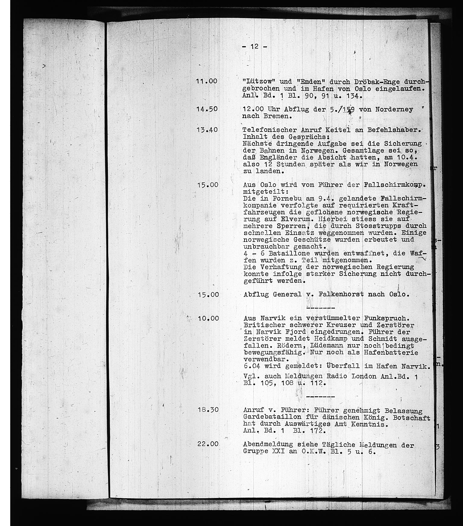 Documents Section, AV/RA-RAFA-2200/V/L0075: Amerikansk mikrofilm "Captured German Documents".
Box No. 714.  FKA jnr. 615/1954., 1940, p. 217