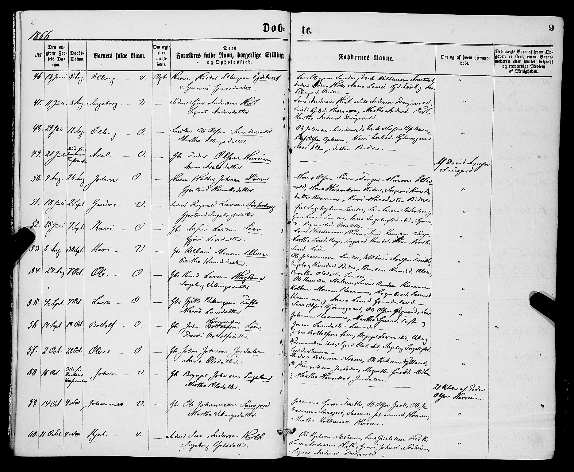 Vossestrand Sokneprestembete, AV/SAB-A-79101/H/Haa: Parish register (official) no. A 1, 1866-1877, p. 9