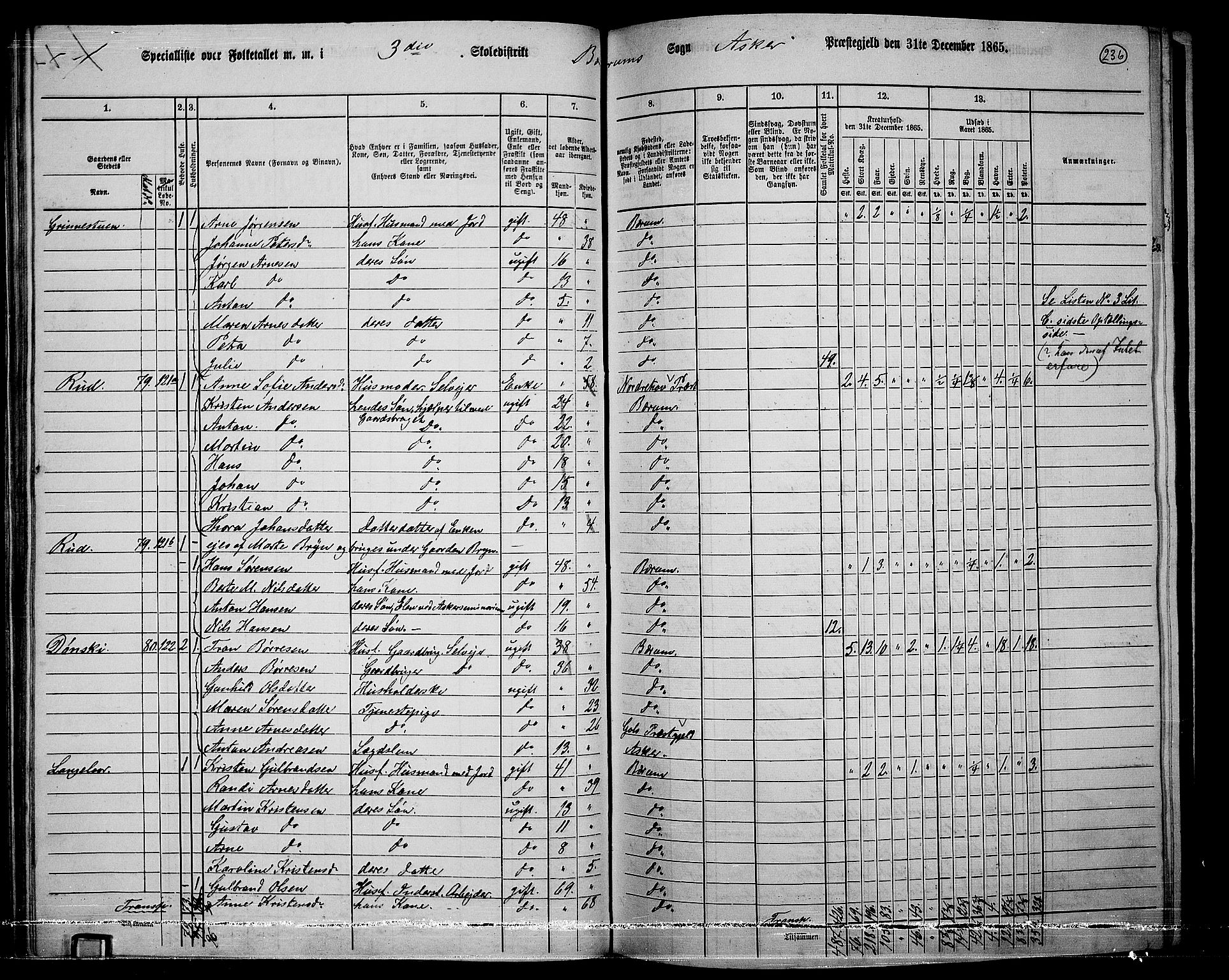 RA, 1865 census for Asker, 1865, p. 228