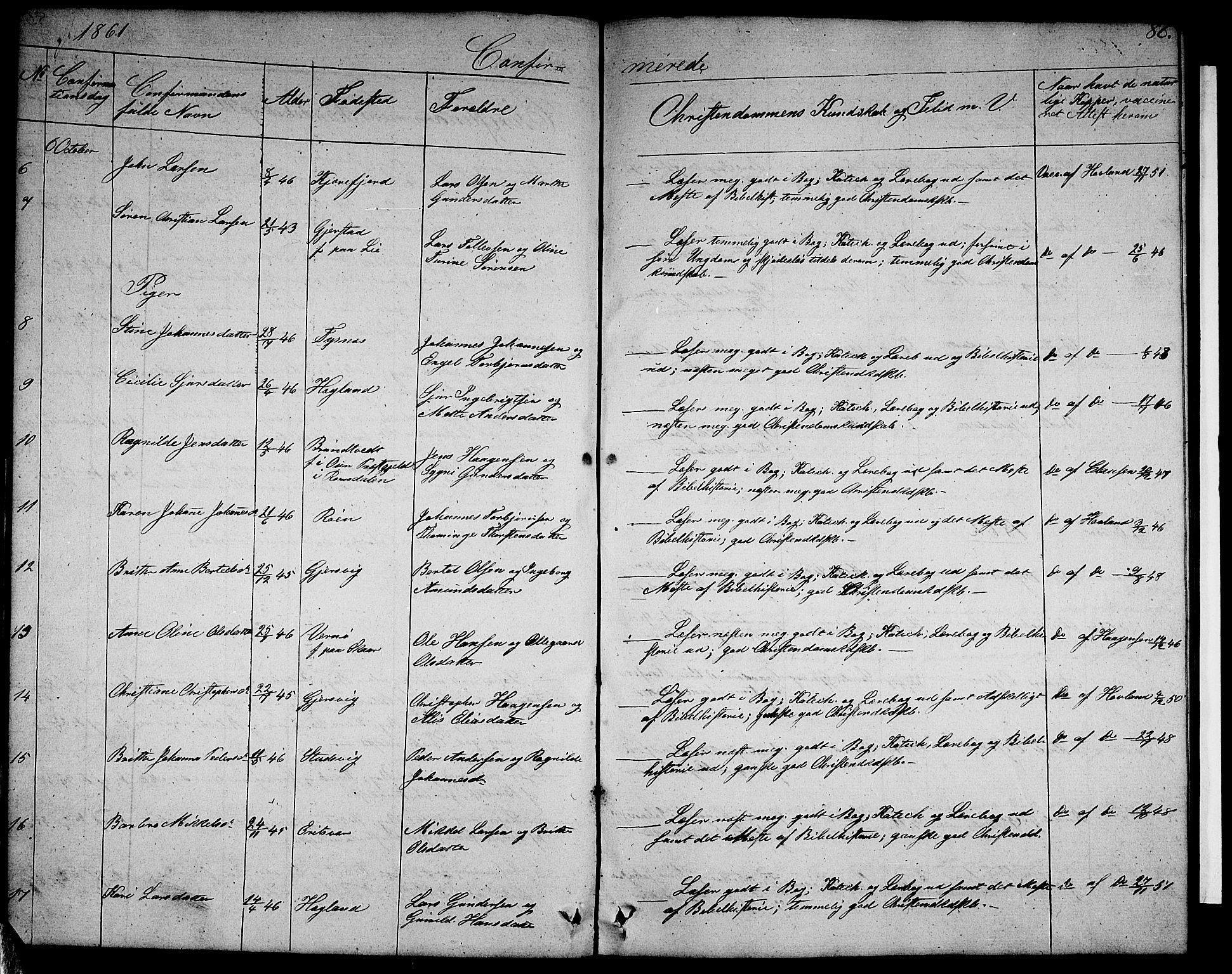 Tysnes sokneprestembete, SAB/A-78601/H/Hab: Parish register (copy) no. B 1, 1855-1877, p. 86