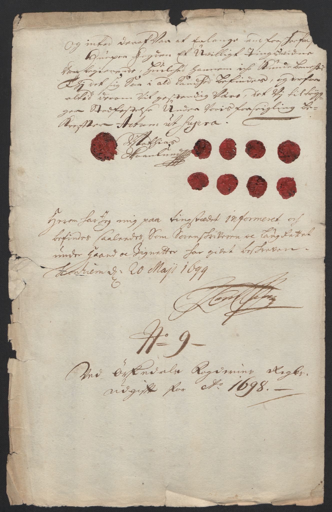 Rentekammeret inntil 1814, Reviderte regnskaper, Fogderegnskap, AV/RA-EA-4092/R60/L3948: Fogderegnskap Orkdal og Gauldal, 1698, p. 245