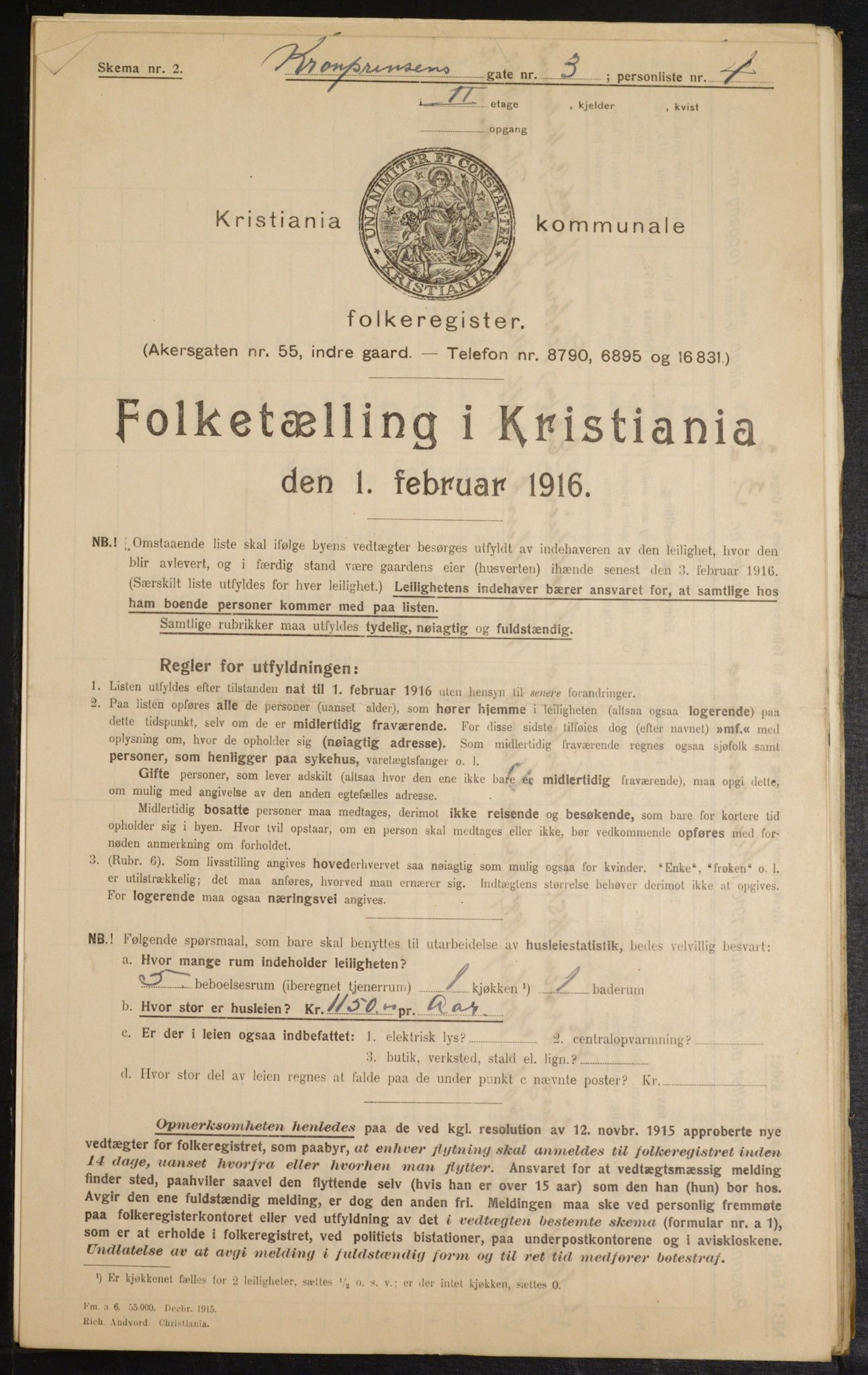 OBA, Municipal Census 1916 for Kristiania, 1916, p. 55710