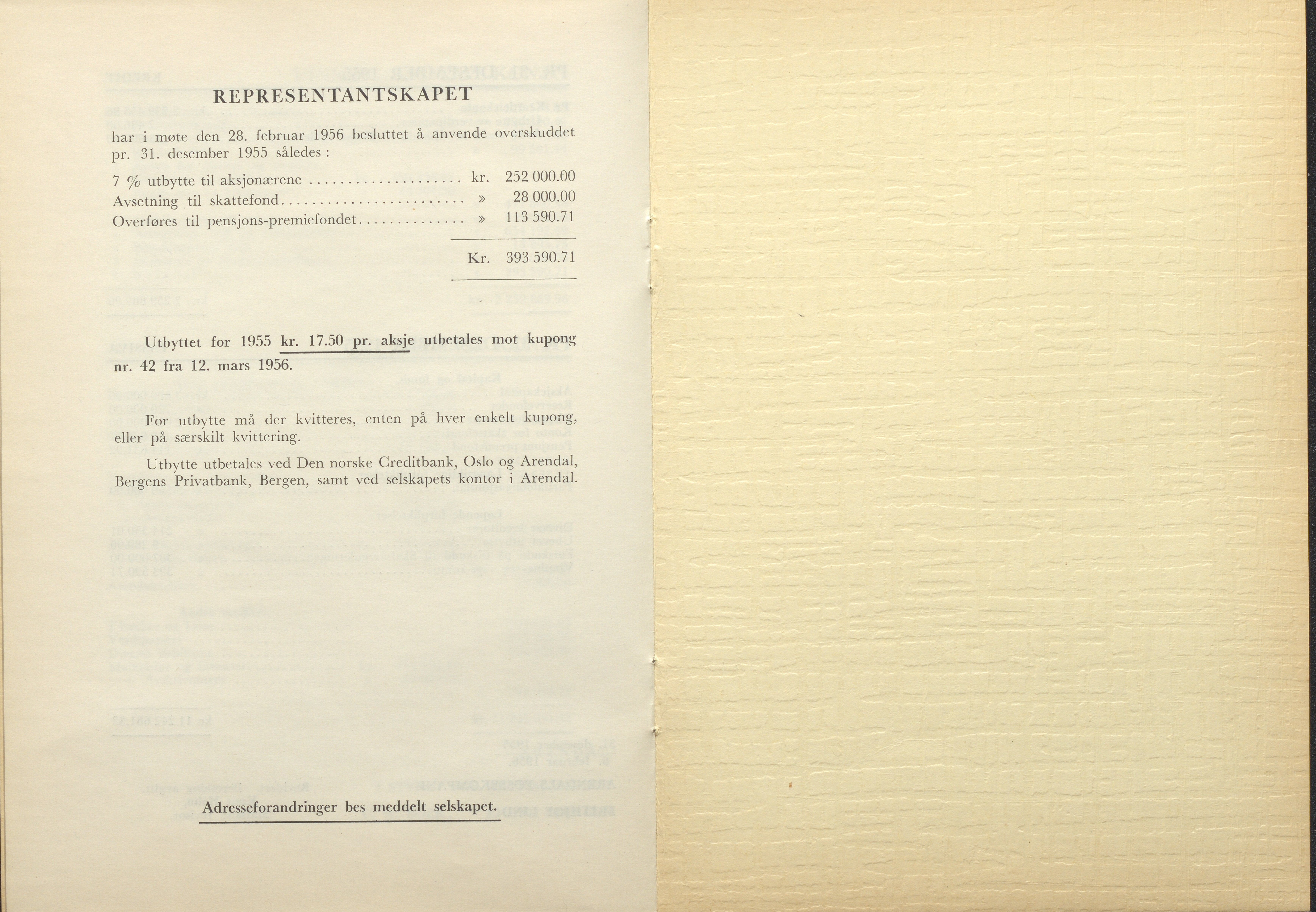 Arendals Fossekompani, AAKS/PA-2413/X/X01/L0001/0012: Beretninger, regnskap, balansekonto, gevinst- og tapskonto / Beretning, regnskap 1945 - 1962, 1945-1962, p. 66