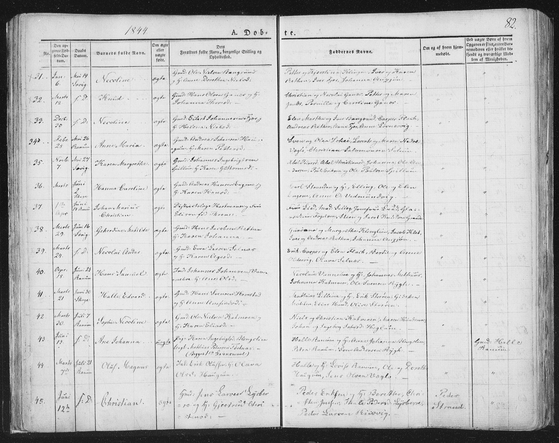 Ministerialprotokoller, klokkerbøker og fødselsregistre - Nord-Trøndelag, SAT/A-1458/764/L0551: Parish register (official) no. 764A07a, 1824-1864, p. 82