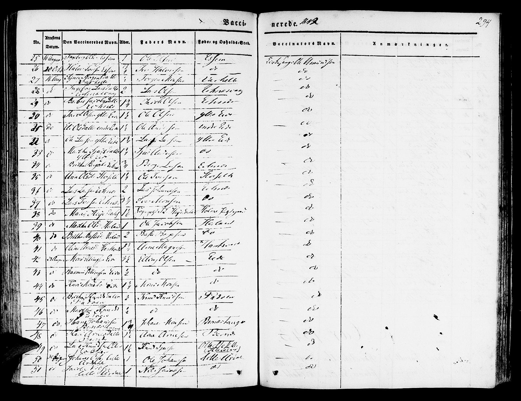 Hosanger sokneprestembete, SAB/A-75801/H/Haa: Parish register (official) no. A 7, 1835-1848, p. 294