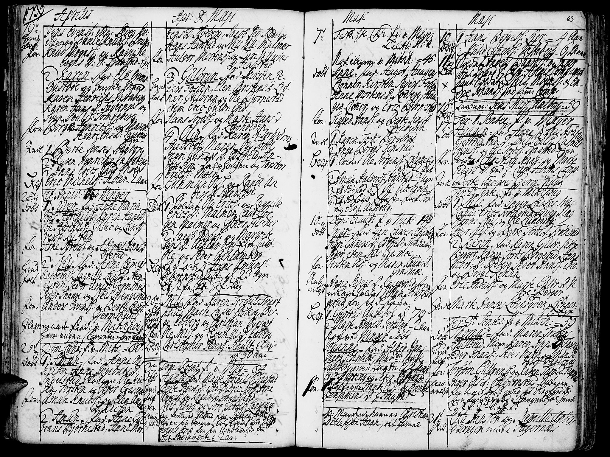 Vinger prestekontor, AV/SAH-PREST-024/H/Ha/Haa/L0002: Parish register (official) no. 2, 1730-1751, p. 63