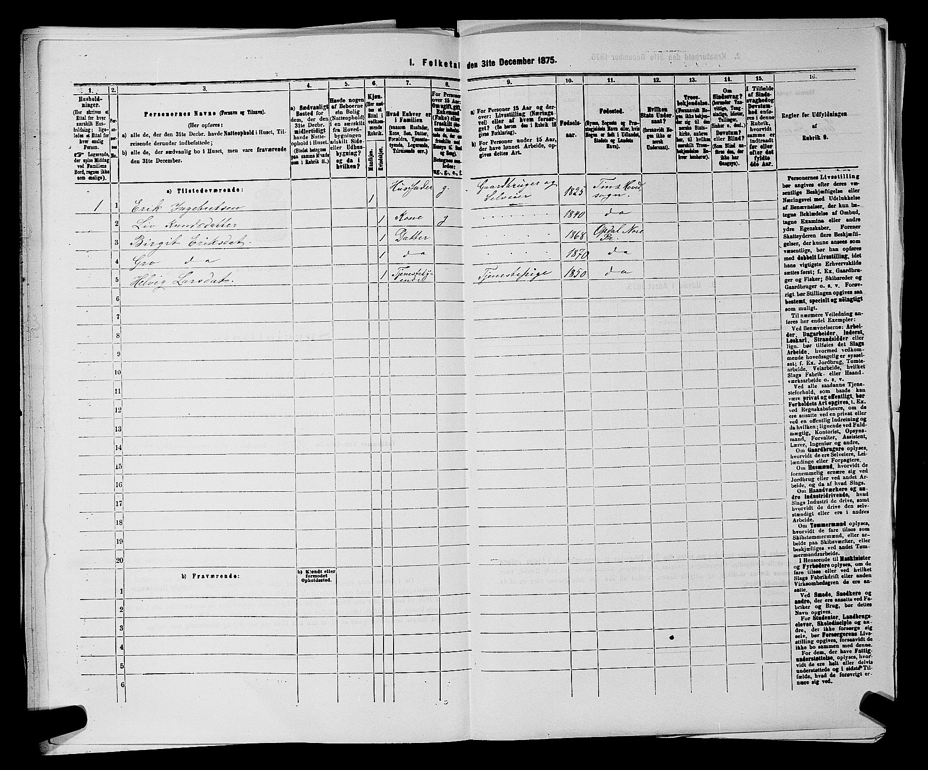 SAKO, 1875 census for 0633P Nore, 1875, p. 605