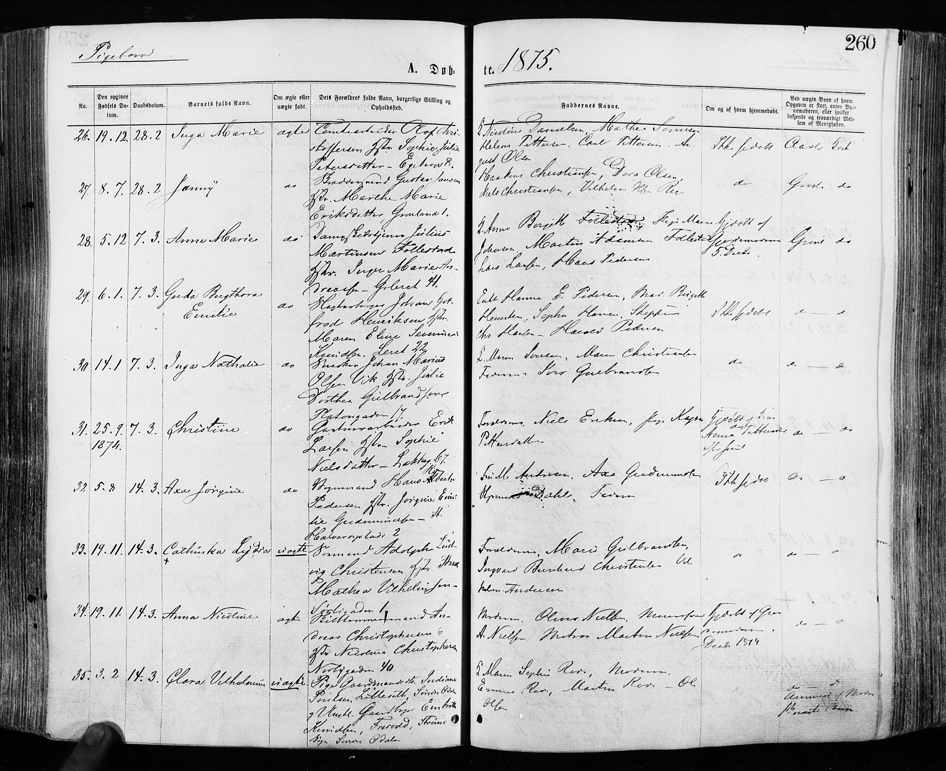 Grønland prestekontor Kirkebøker, SAO/A-10848/F/Fa/L0004: Parish register (official) no. 4, 1869-1880, p. 260