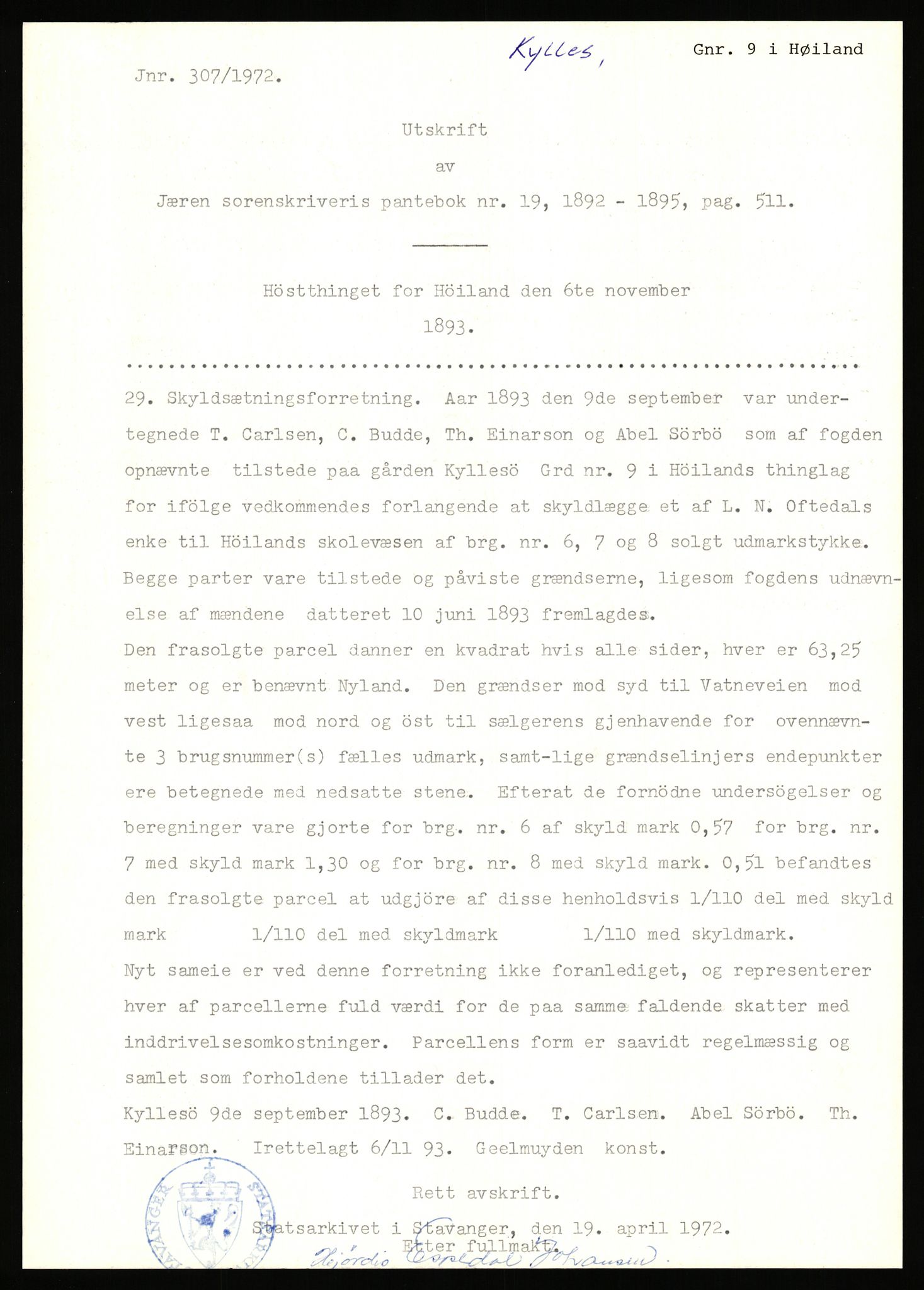 Statsarkivet i Stavanger, SAST/A-101971/03/Y/Yj/L0051: Avskrifter sortert etter gårdsnavn: Kvål - Landsnes, 1750-1930, p. 104