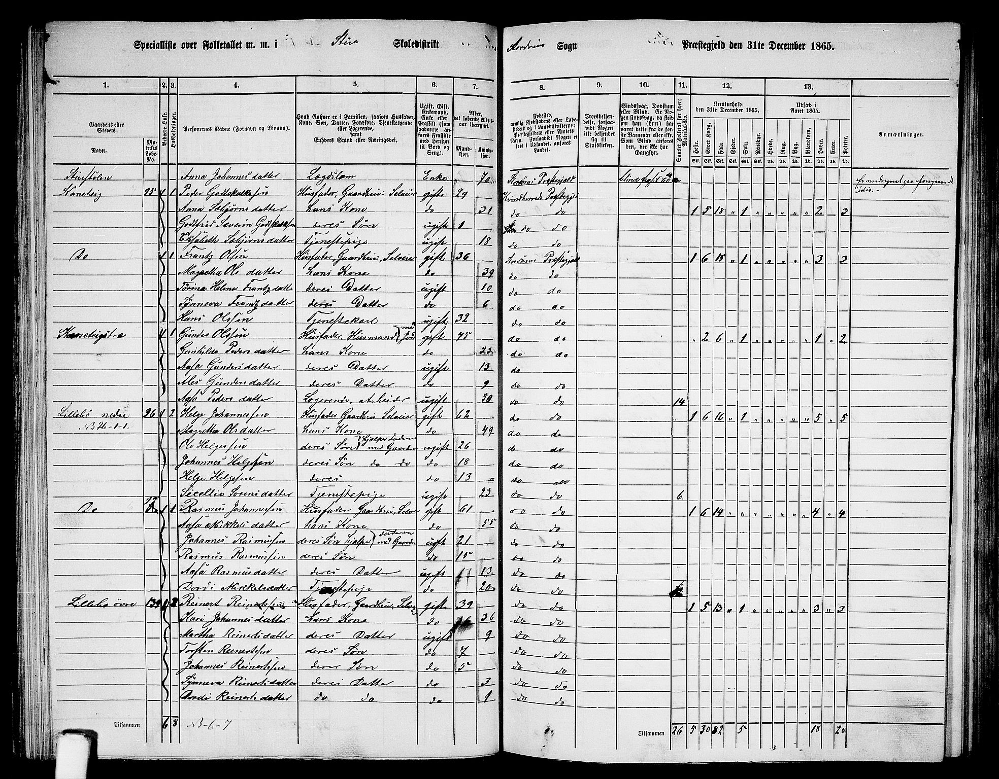 RA, 1865 census for Stord, 1865, p. 53