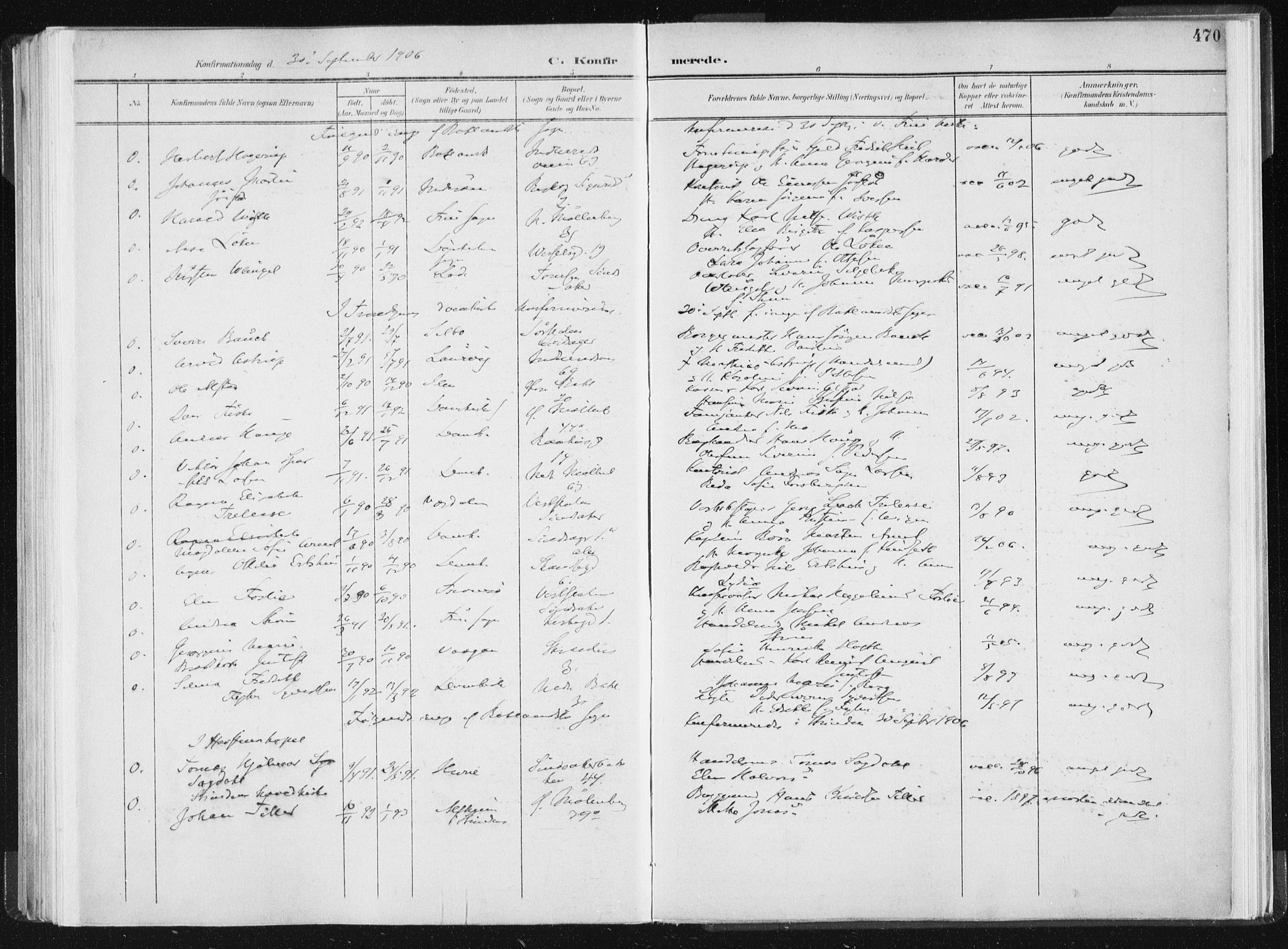 Ministerialprotokoller, klokkerbøker og fødselsregistre - Sør-Trøndelag, AV/SAT-A-1456/604/L0200: Parish register (official) no. 604A20II, 1901-1908, p. 470