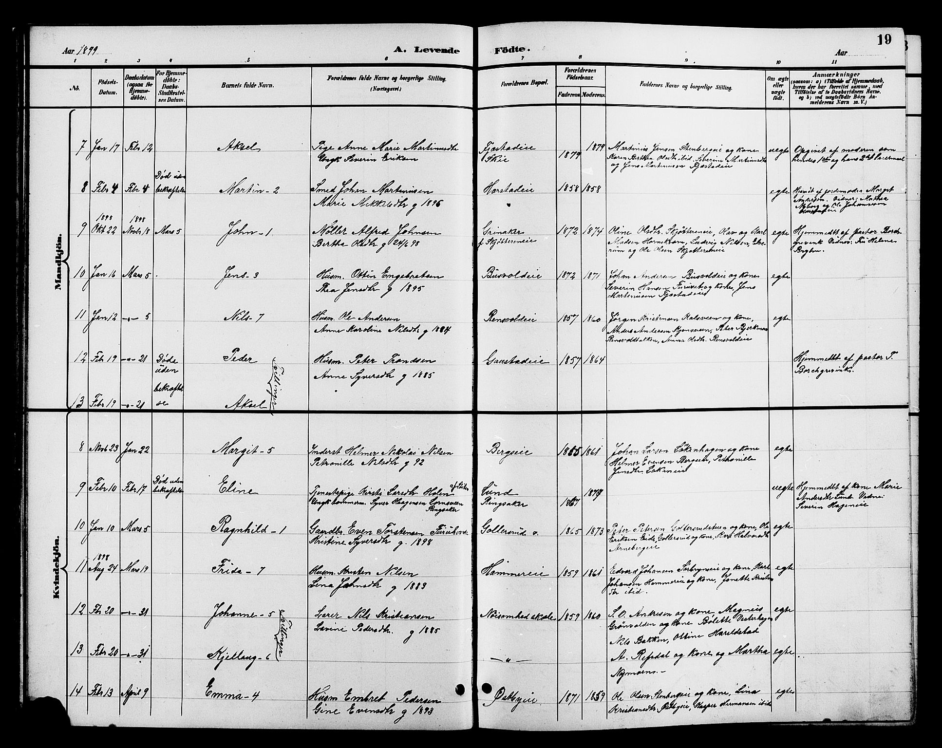 Romedal prestekontor, SAH/PREST-004/L/L0012: Parish register (copy) no. 12, 1896-1914, p. 19