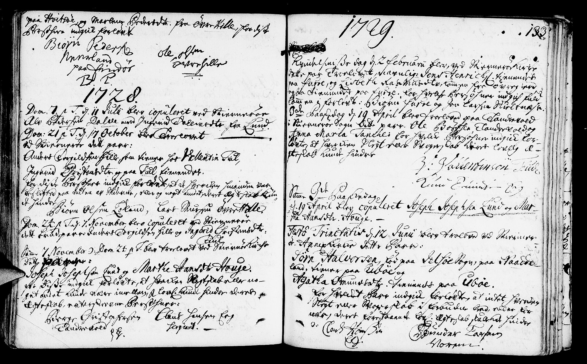 Nedstrand sokneprestkontor, AV/SAST-A-101841/01/IV: Parish register (official) no. A 1 /2, 1724-1740, p. 133