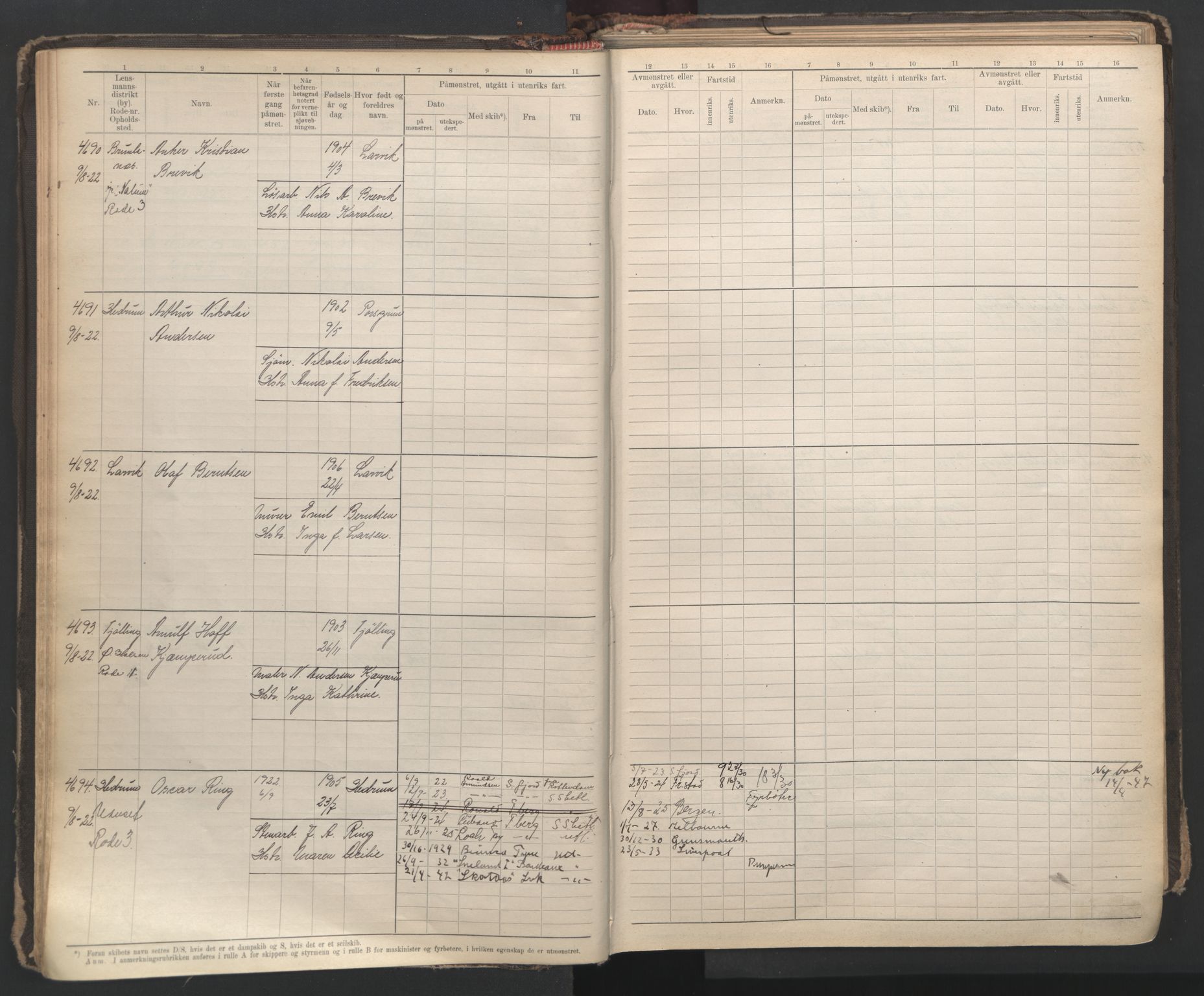 Larvik innrulleringskontor, AV/SAKO-A-787/F/Fc/L0012: Hovedrulle, 1920-1947, p. 21