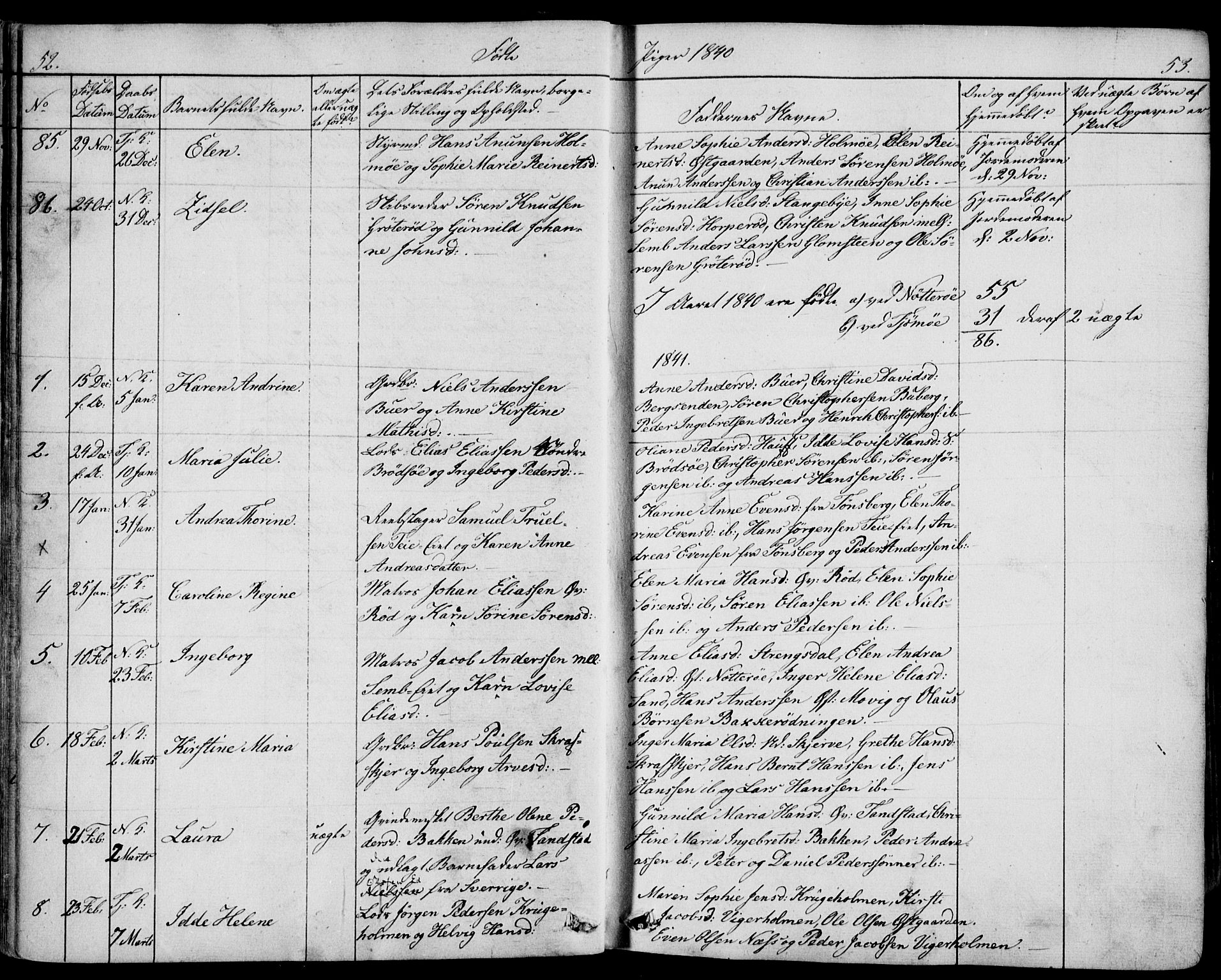 Nøtterøy kirkebøker, AV/SAKO-A-354/F/Fa/L0005: Parish register (official) no. I 5, 1839-1852, p. 52-53