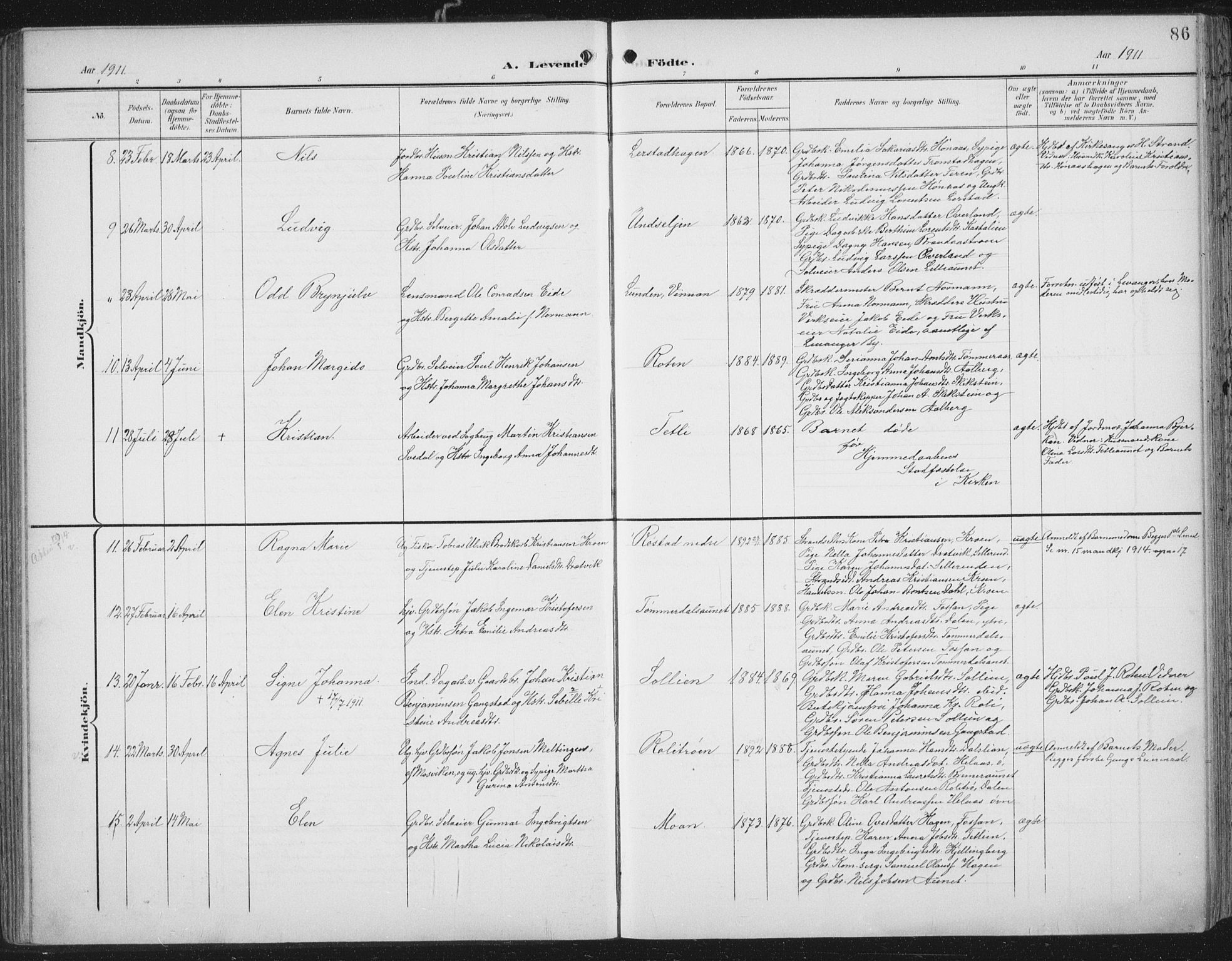 Ministerialprotokoller, klokkerbøker og fødselsregistre - Nord-Trøndelag, SAT/A-1458/701/L0011: Parish register (official) no. 701A11, 1899-1915, p. 86