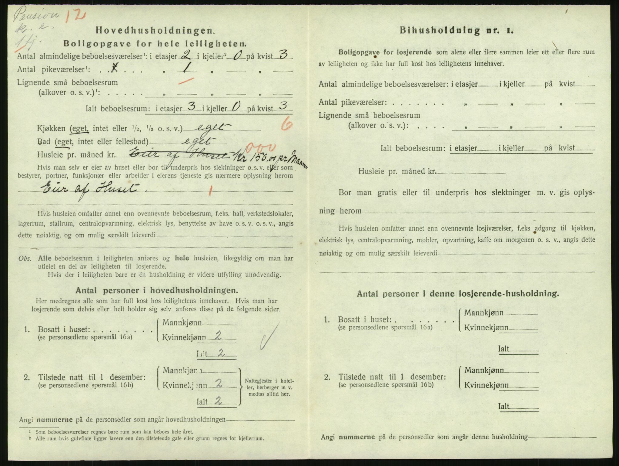 SAH, 1920 census for Lillehammer, 1920, p. 1485