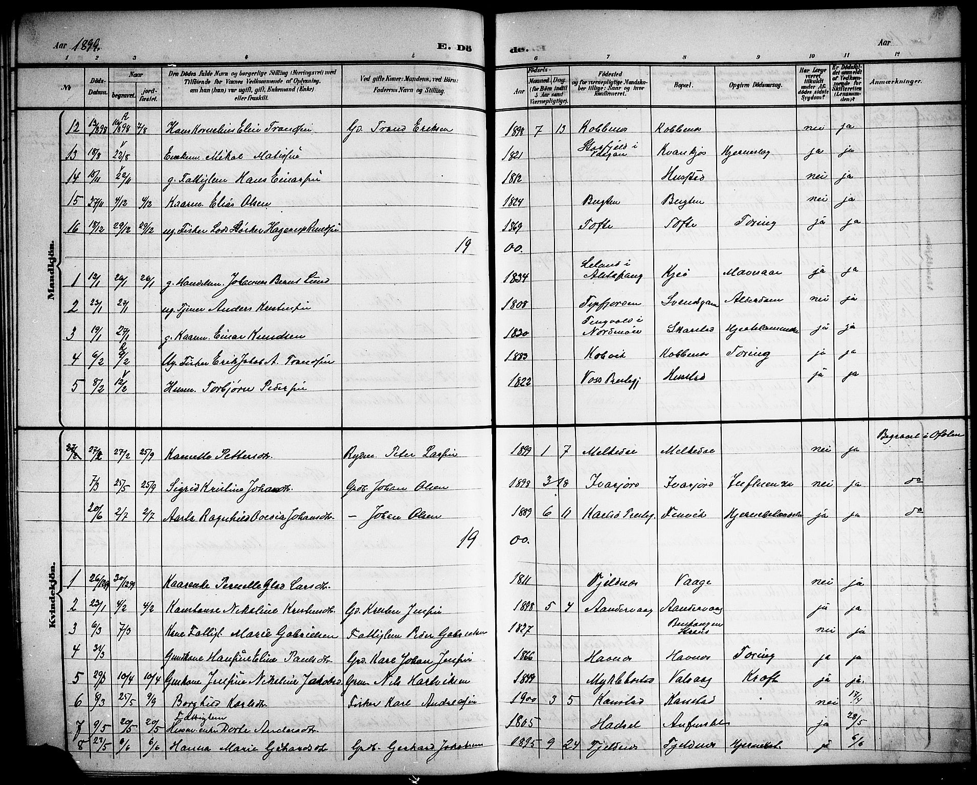 Ministerialprotokoller, klokkerbøker og fødselsregistre - Nordland, AV/SAT-A-1459/872/L1048: Parish register (copy) no. 872C04, 1898-1919