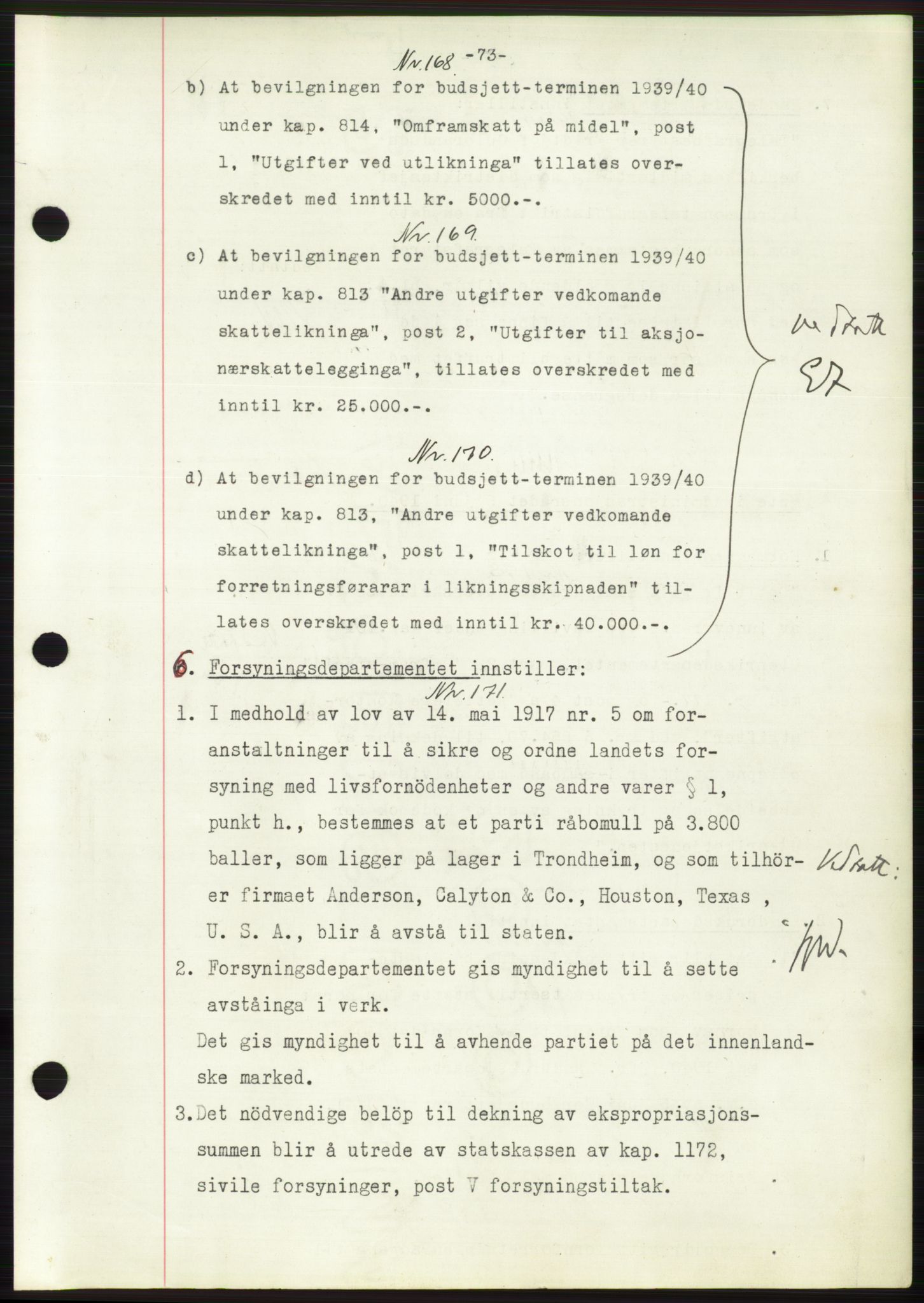 Administrasjonsrådet, AV/RA-S-1004/A/L0002: Vedtaksprotokoll 16/4-25/9, 1940, p. 77