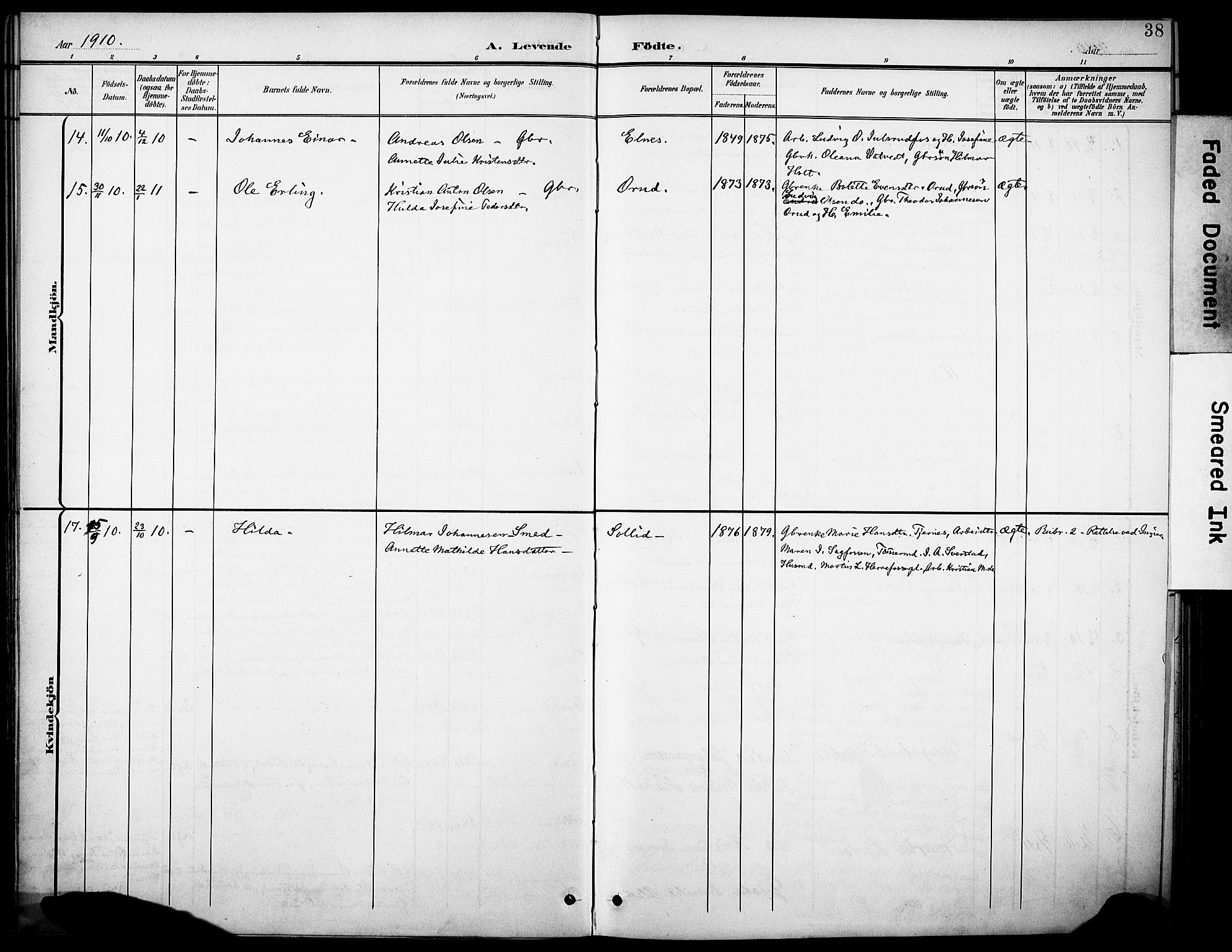 Rakkestad prestekontor Kirkebøker, SAO/A-2008/F/Fb/L0002: Parish register (official) no. II 2, 1900-1920, p. 38