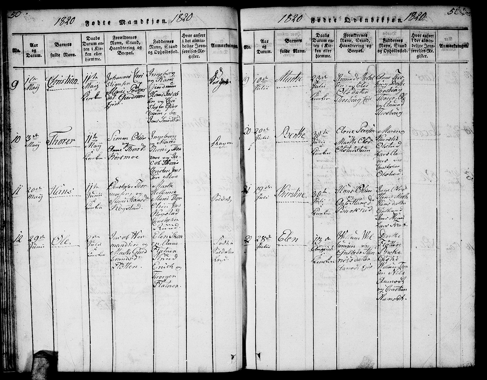 Gjerdrum prestekontor Kirkebøker, AV/SAO-A-10412b/F/Fa/L0004: Parish register (official) no. I 4, 1816-1836, p. 50-51