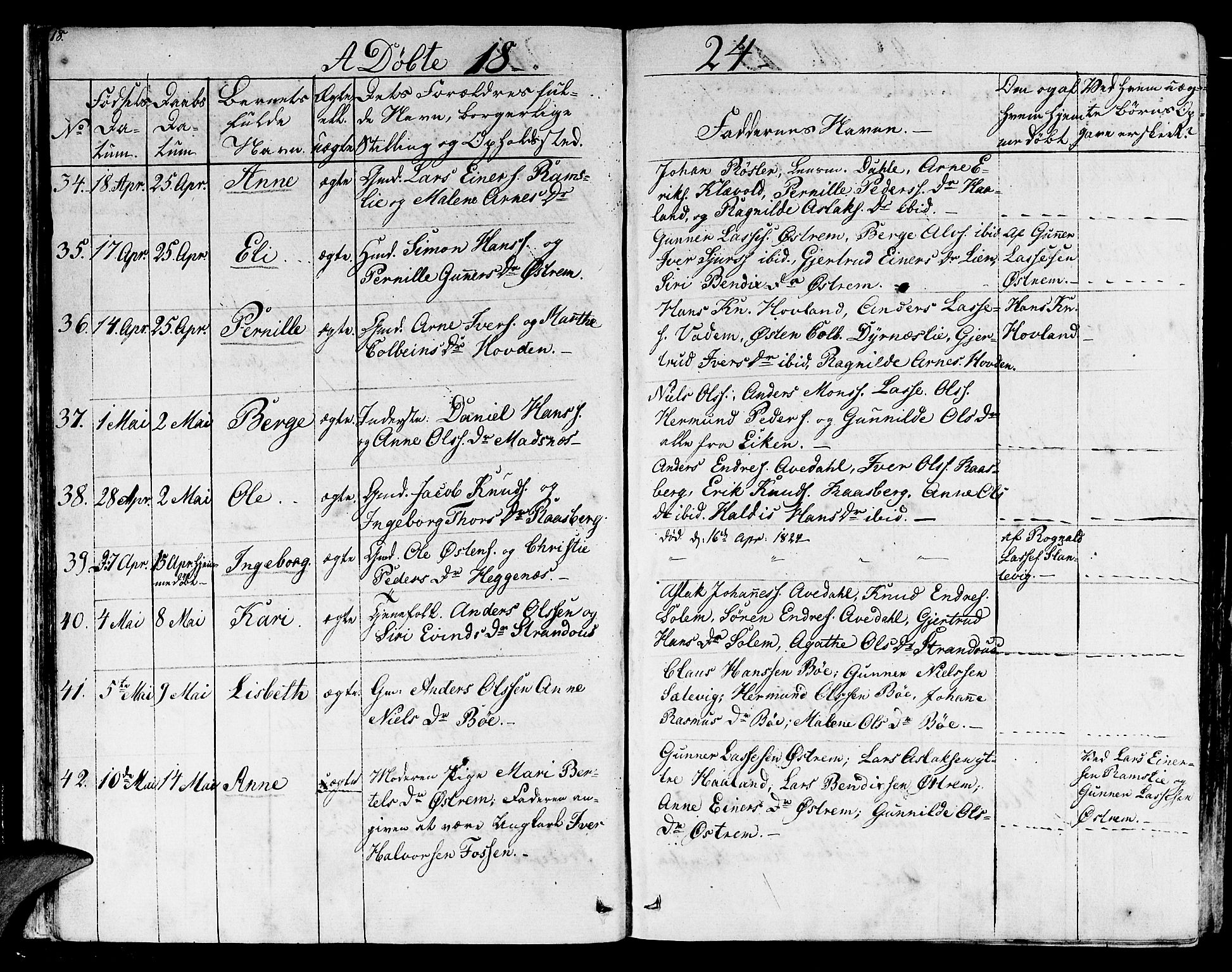 Lavik sokneprestembete, SAB/A-80901: Parish register (official) no. A 2I, 1821-1842, p. 18
