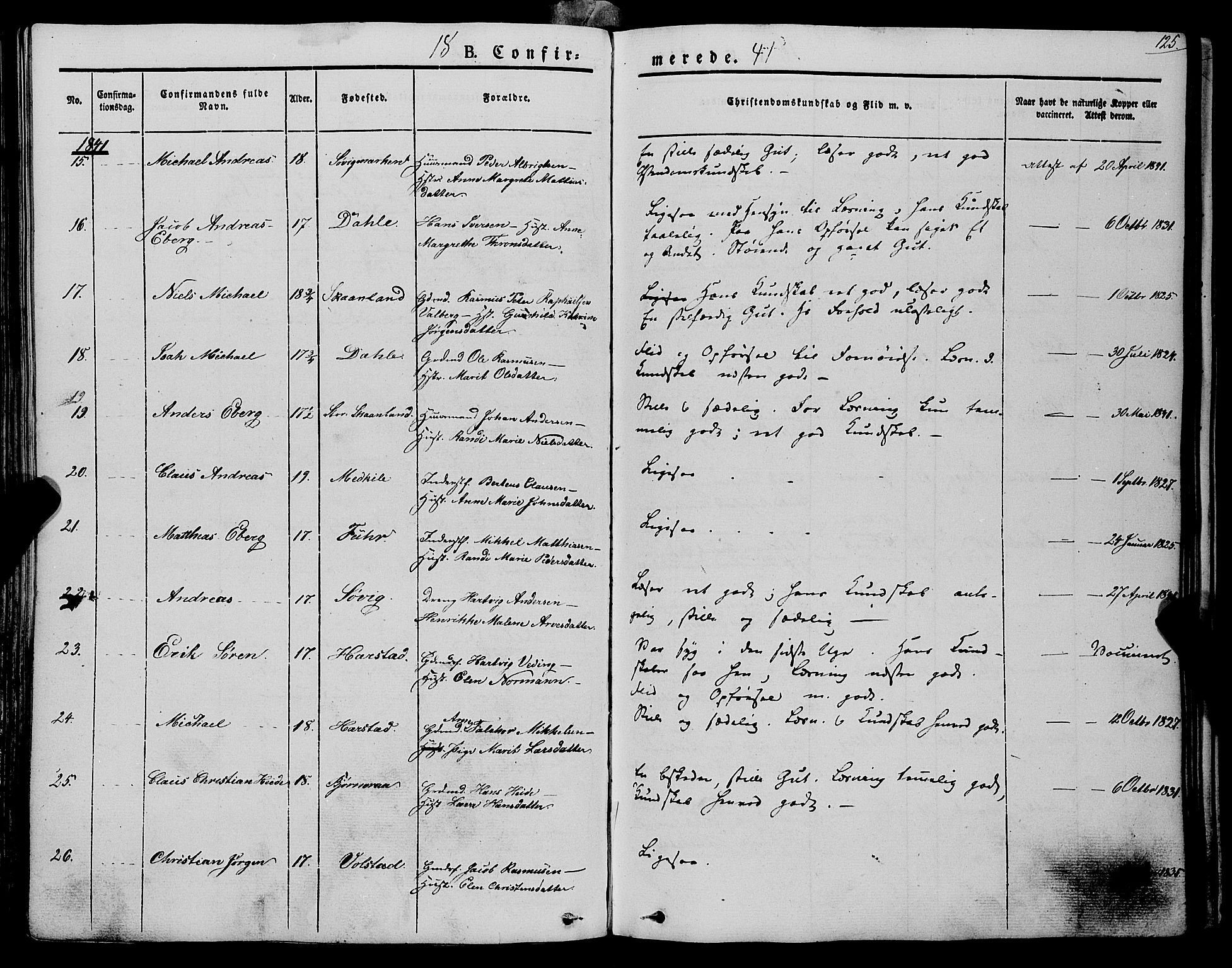 Trondenes sokneprestkontor, SATØ/S-1319/H/Ha/L0009kirke: Parish register (official) no. 9, 1841-1852, p. 125