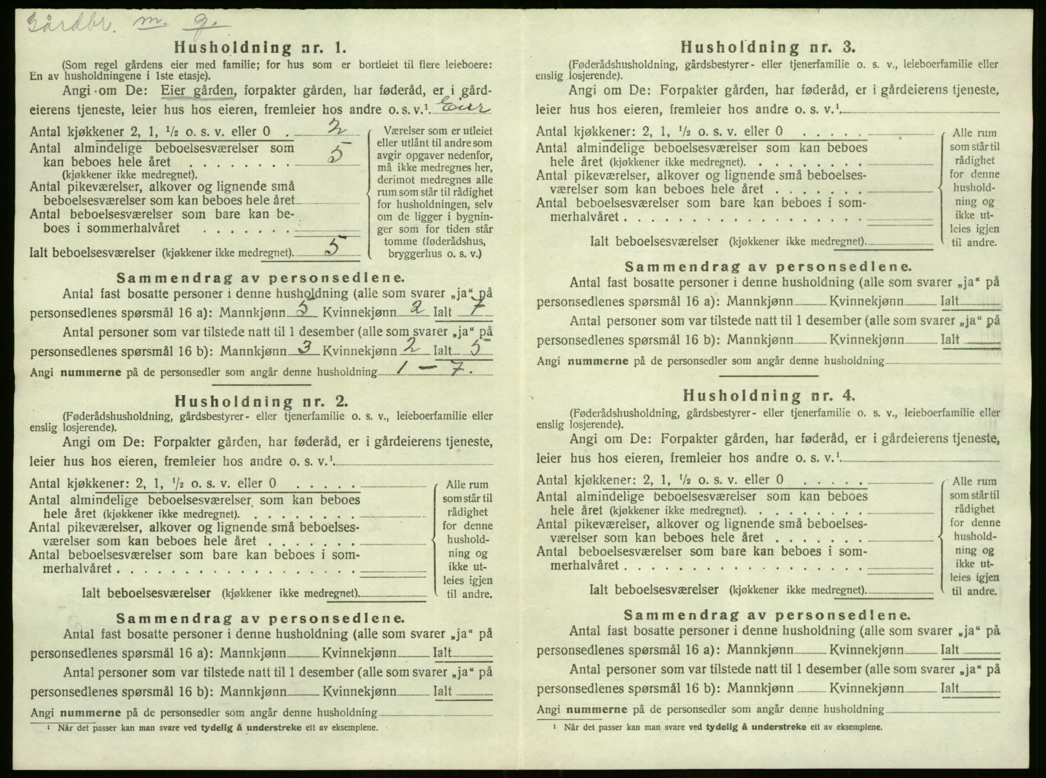 SAO, 1920 census for Feiring, 1920, p. 425