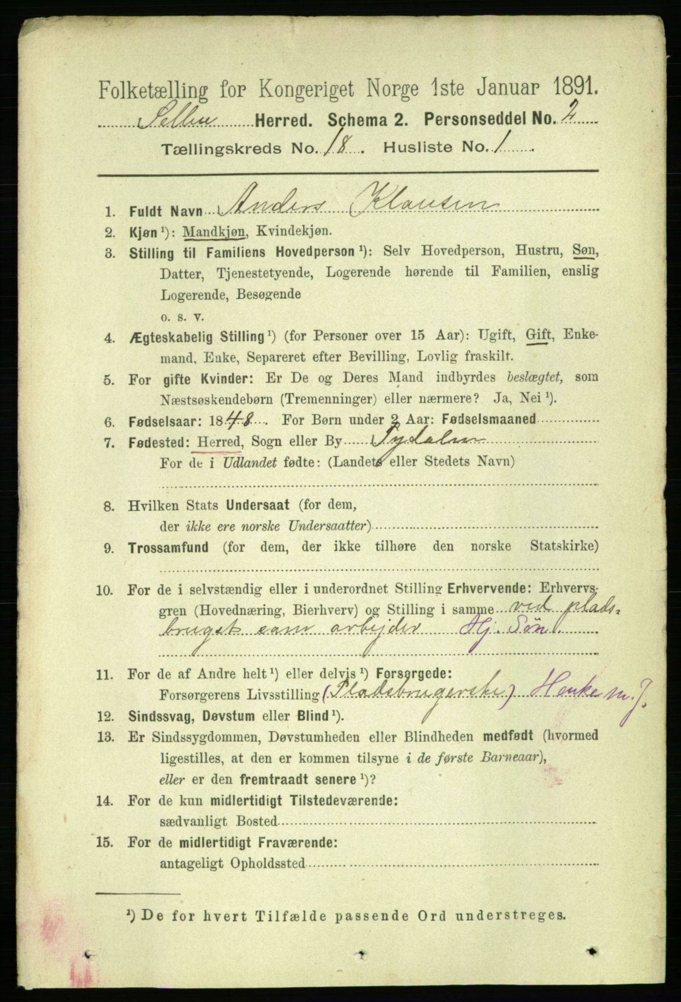 RA, 1891 census for 1664 Selbu, 1891, p. 6469