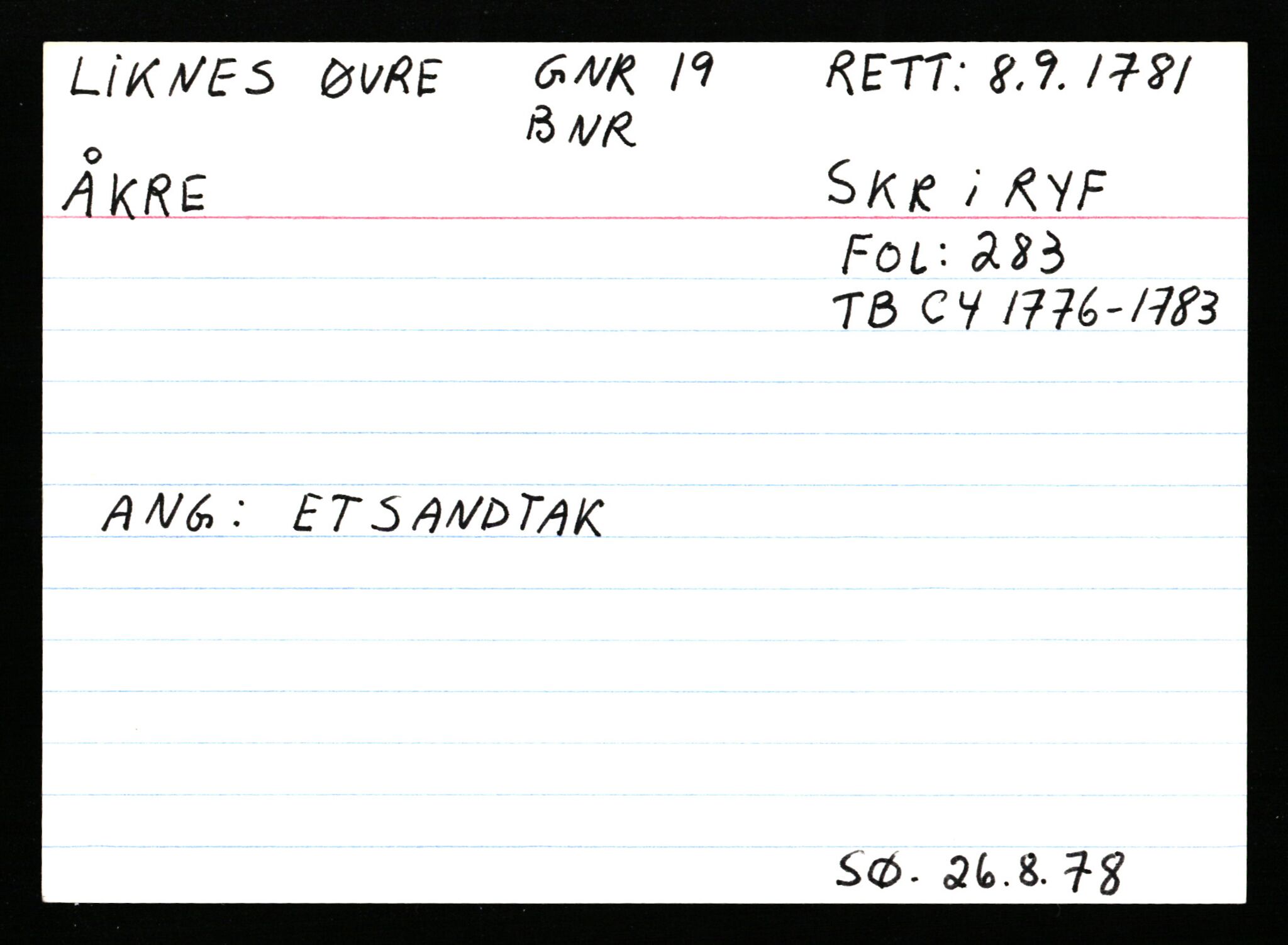 Statsarkivet i Stavanger, AV/SAST-A-101971/03/Y/Ym/L0035: Åstedskort sortert etter gårdsnavn: Leiranger - Lindanger, 1600-1950, p. 458