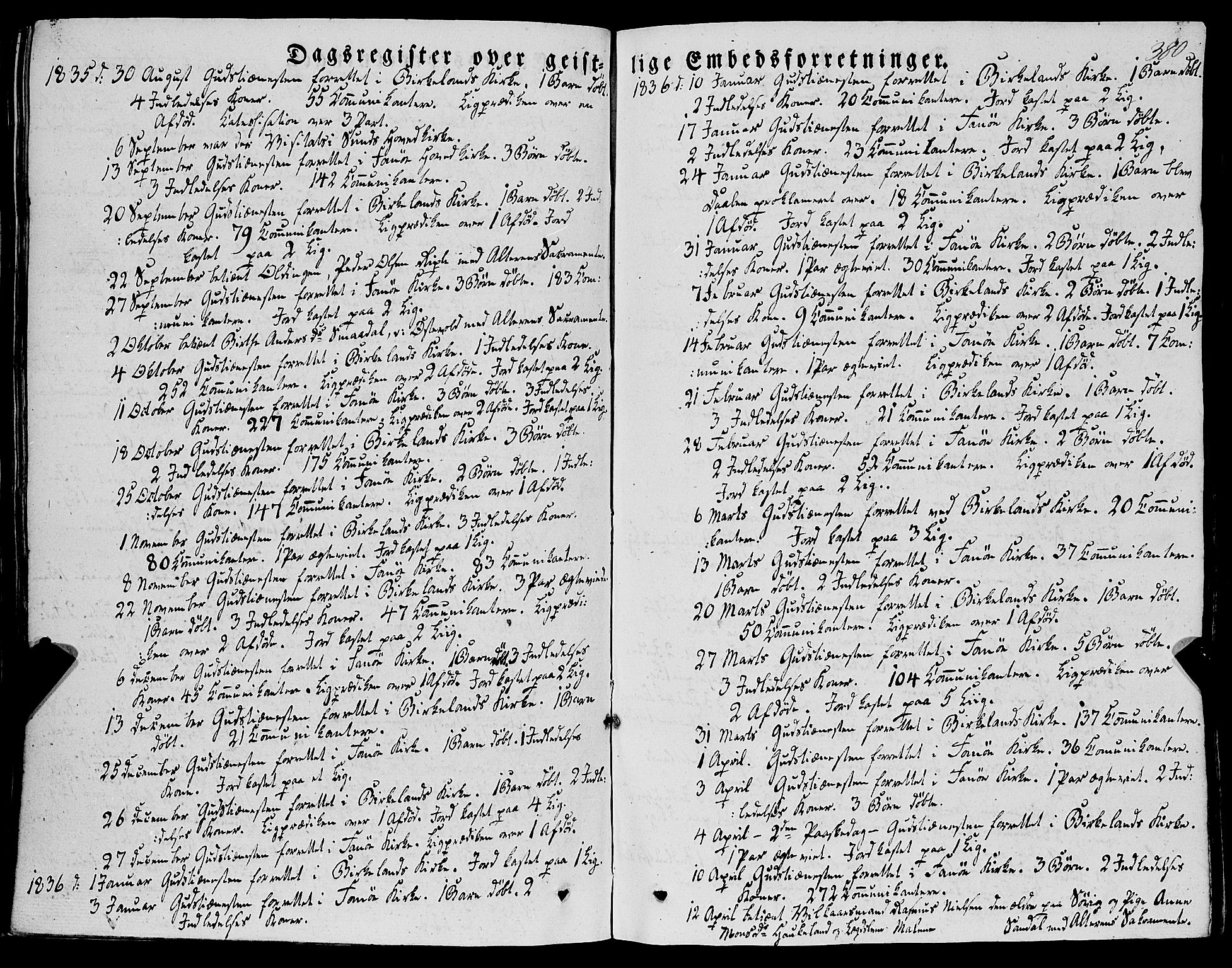 Fana Sokneprestembete, SAB/A-75101/H/Haa/Haaa/L0008: Parish register (official) no. A 8, 1829-1851, p. 380