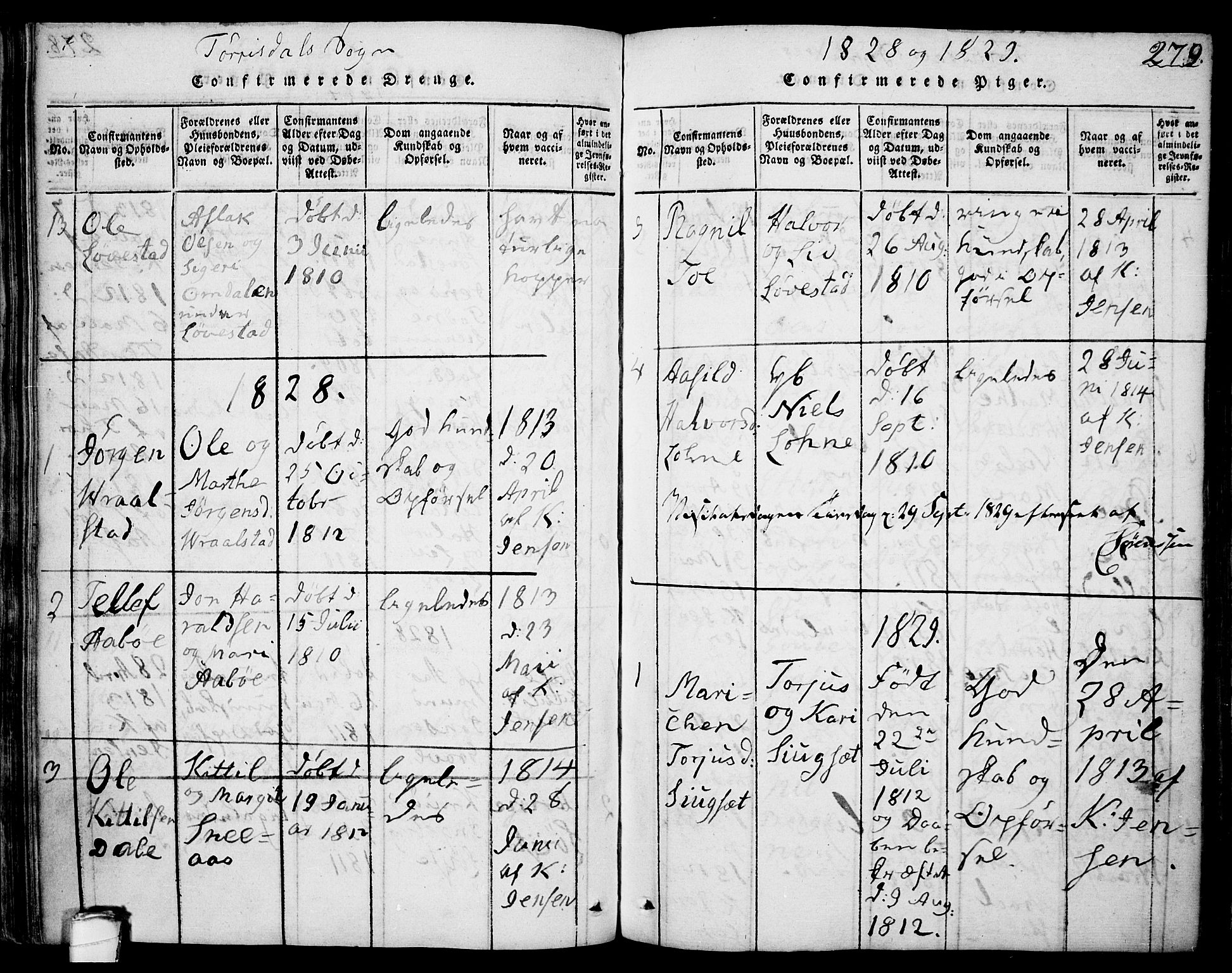 Drangedal kirkebøker, AV/SAKO-A-258/F/Fa/L0005: Parish register (official) no. 5 /2, 1814-1831, p. 279