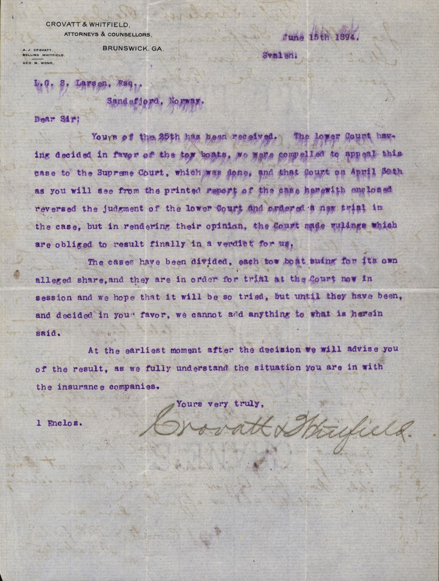 Pa 63 - Østlandske skibsassuranceforening, VEMU/A-1079/G/Ga/L0027/0006: Havaridokumenter / Union, Trio, Einar, Eidsvold, Emma, Svalen, 1891, p. 83