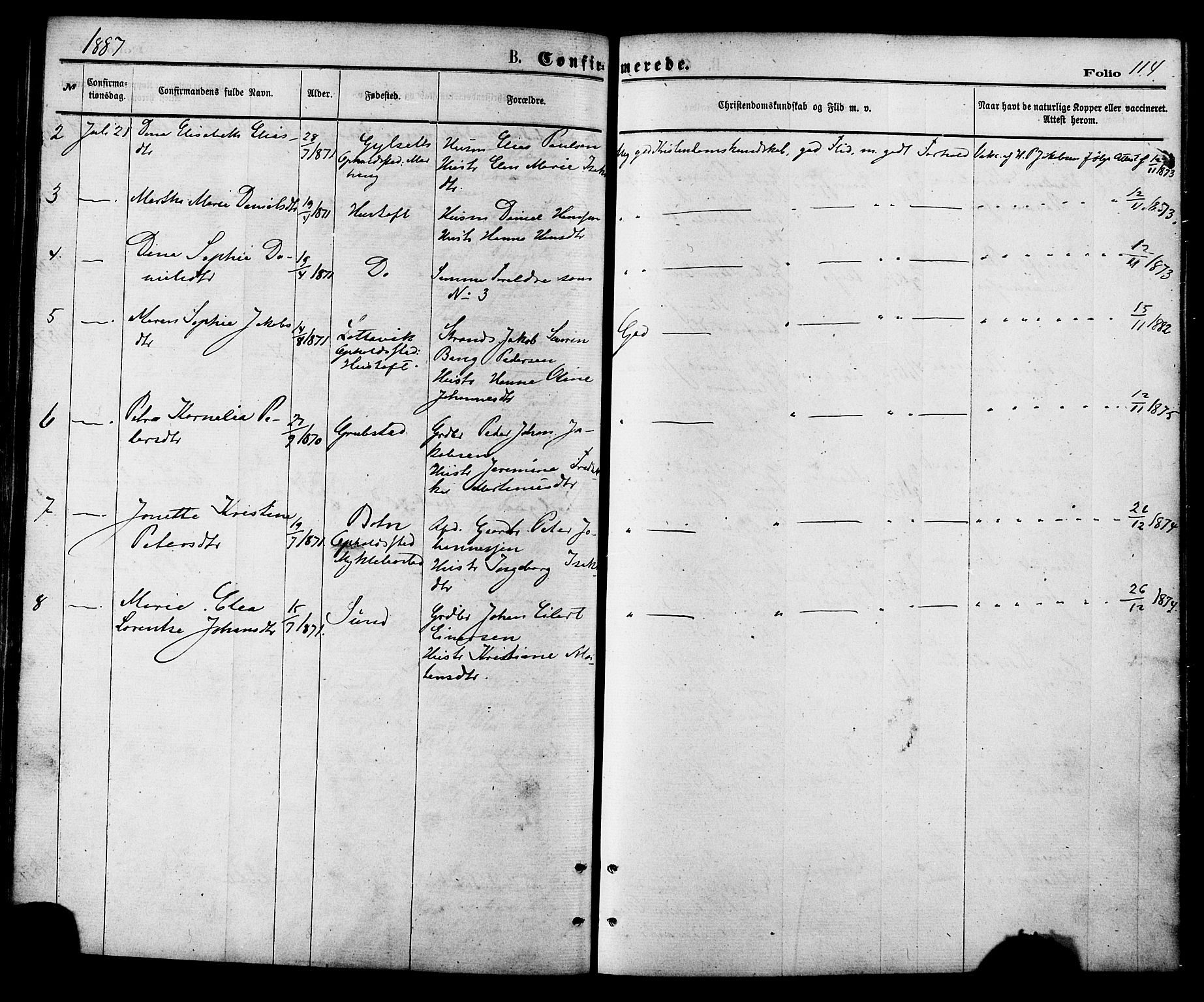 Ministerialprotokoller, klokkerbøker og fødselsregistre - Nordland, AV/SAT-A-1459/857/L0821: Parish register (official) no. 857A01, 1875-1889, p. 114