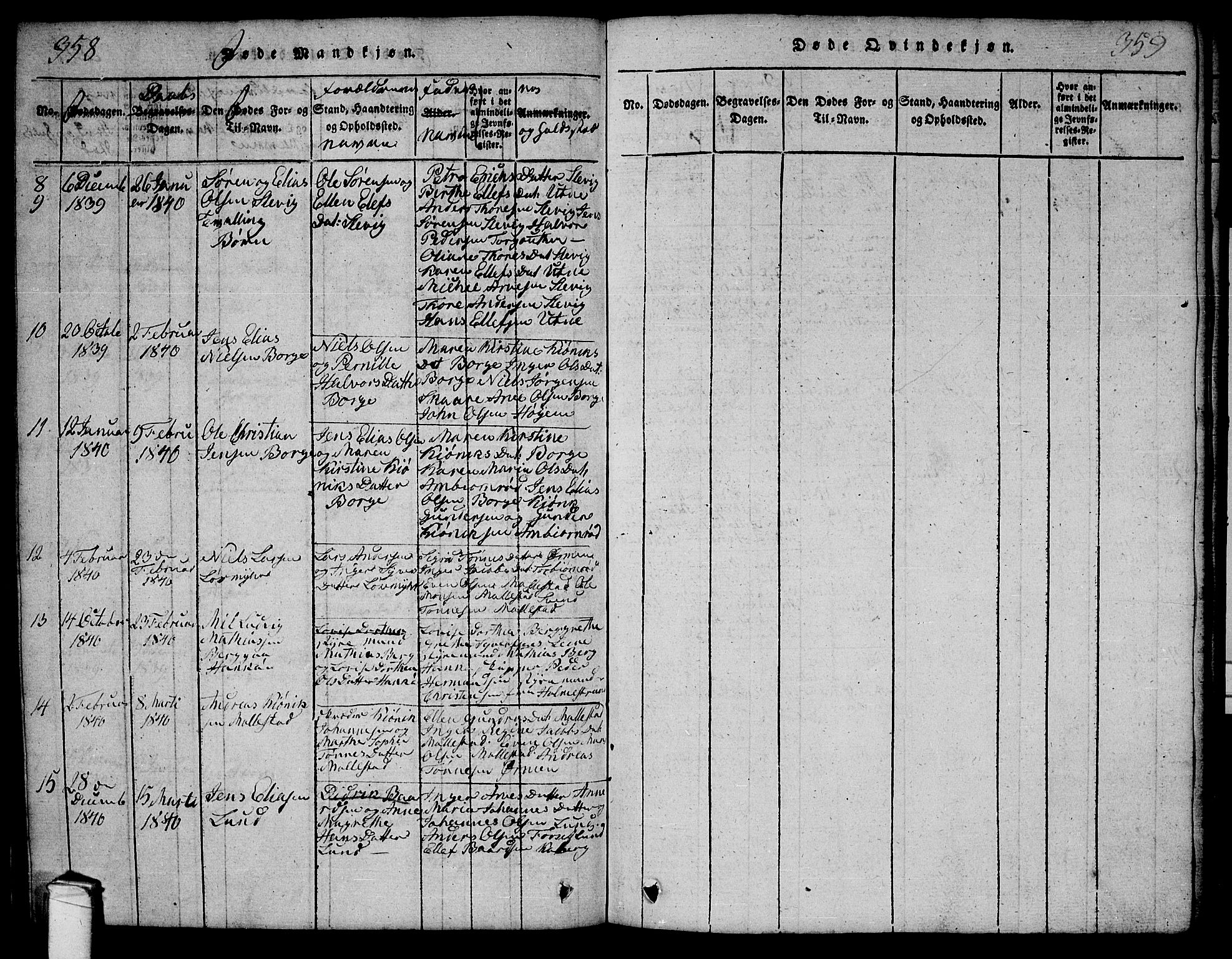 Onsøy prestekontor Kirkebøker, SAO/A-10914/G/Ga/L0001: Parish register (copy) no. I 1, 1814-1840, p. 358-359