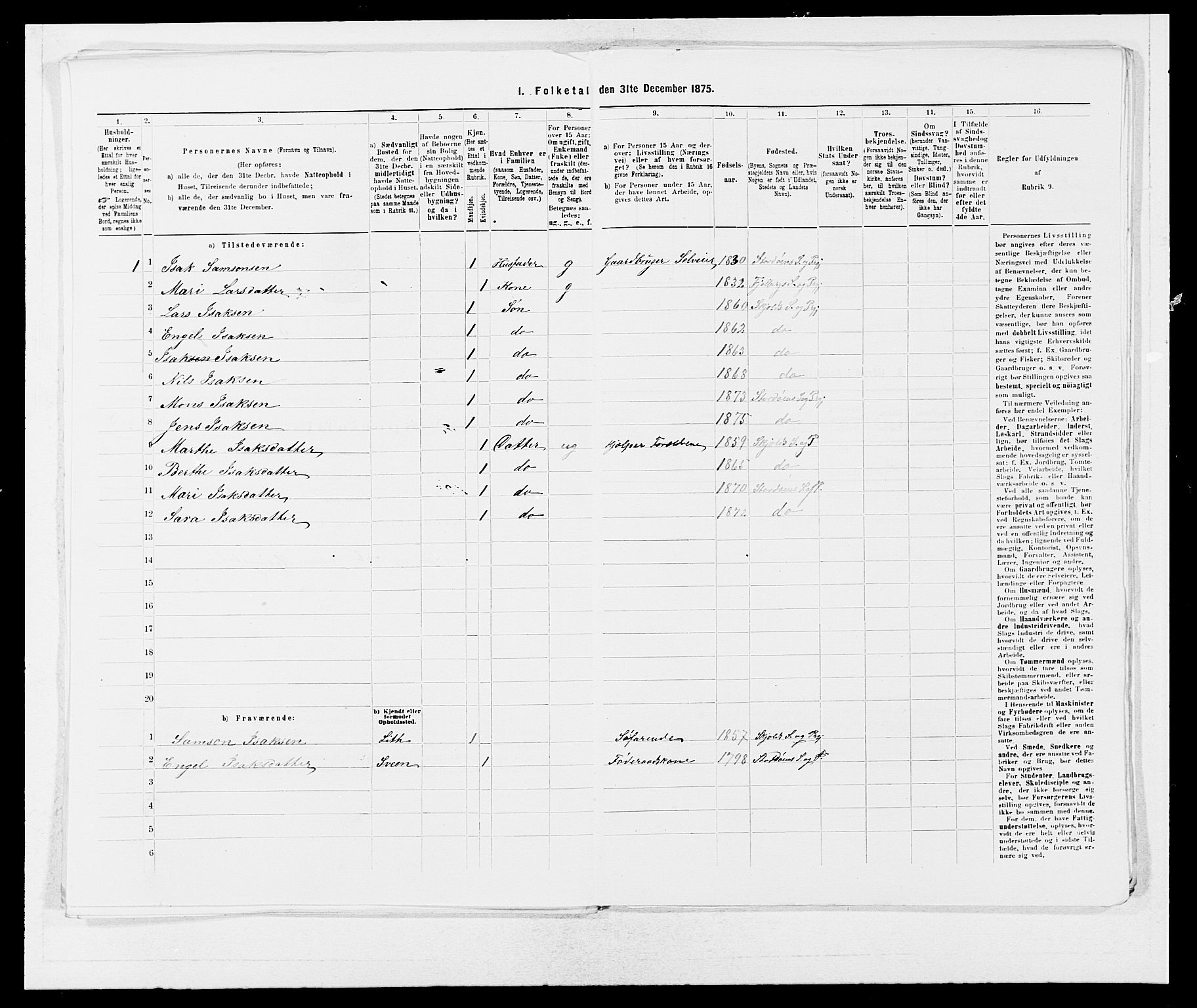 SAB, 1875 census for 1221P Stord, 1875, p. 274