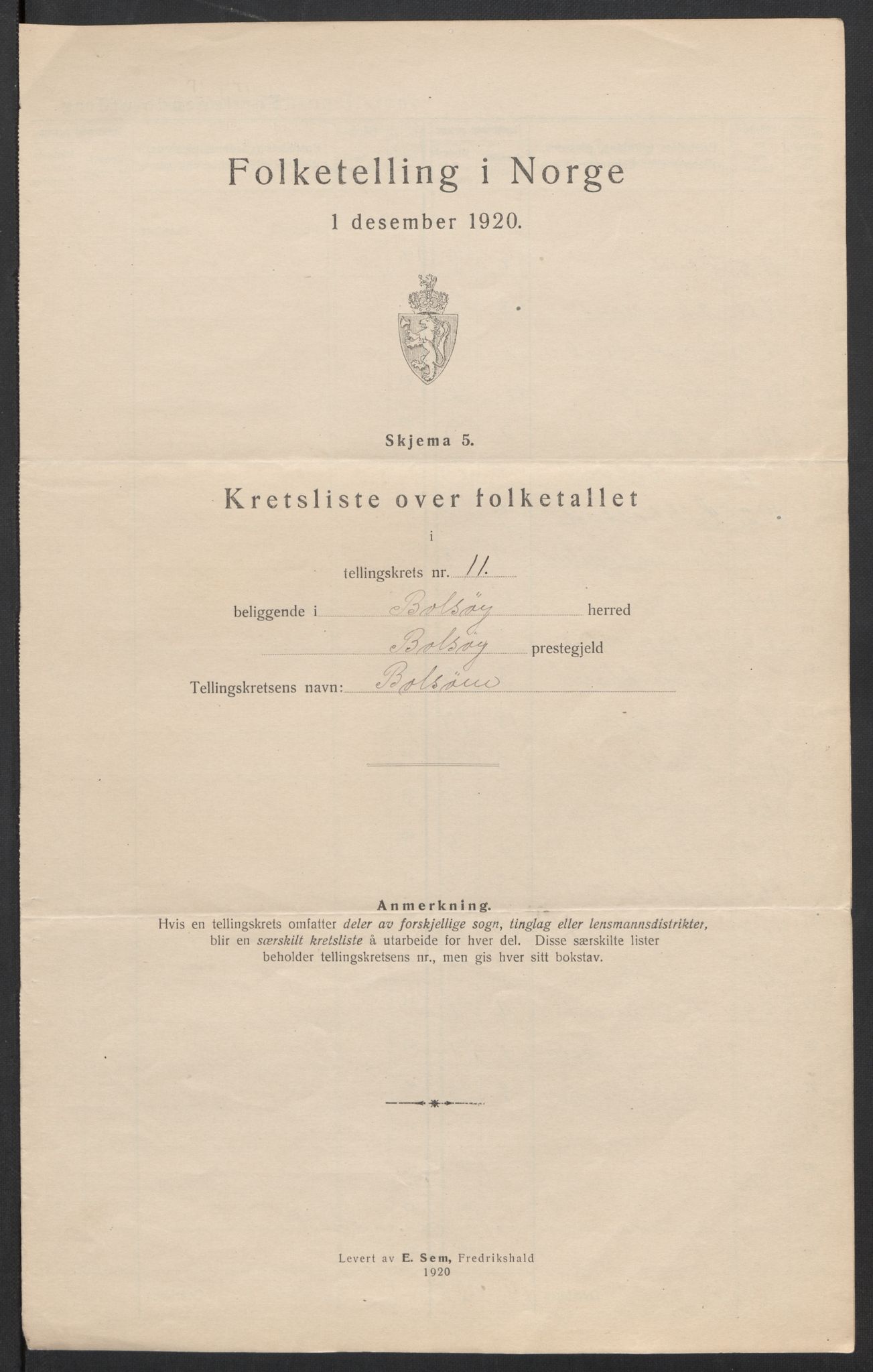 SAT, 1920 census for Bolsøy, 1920, p. 42