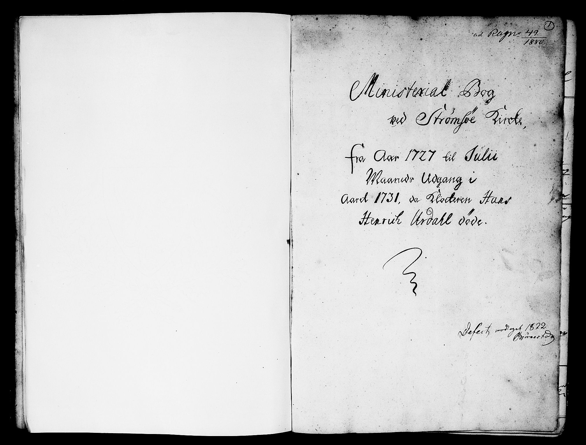 Strømsø kirkebøker, AV/SAKO-A-246/F/Fa/L0003: Parish register (official) no. I 3, 1727-1731, p. 1