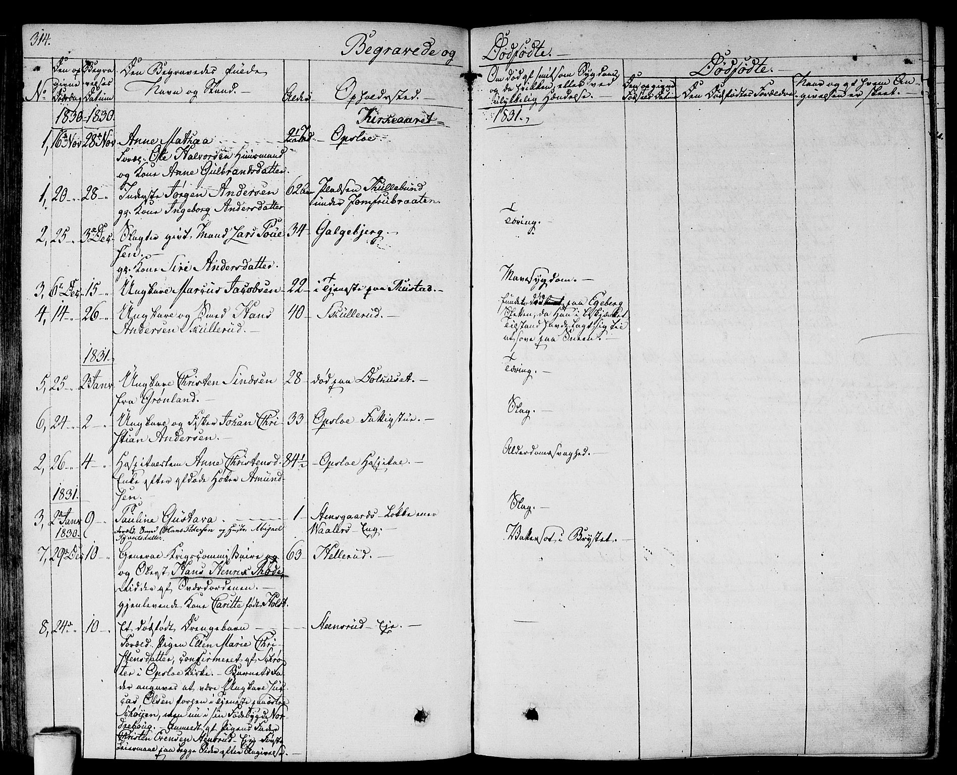 Gamlebyen prestekontor Kirkebøker, SAO/A-10884/F/Fa/L0003: Parish register (official) no. 3, 1829-1849, p. 314